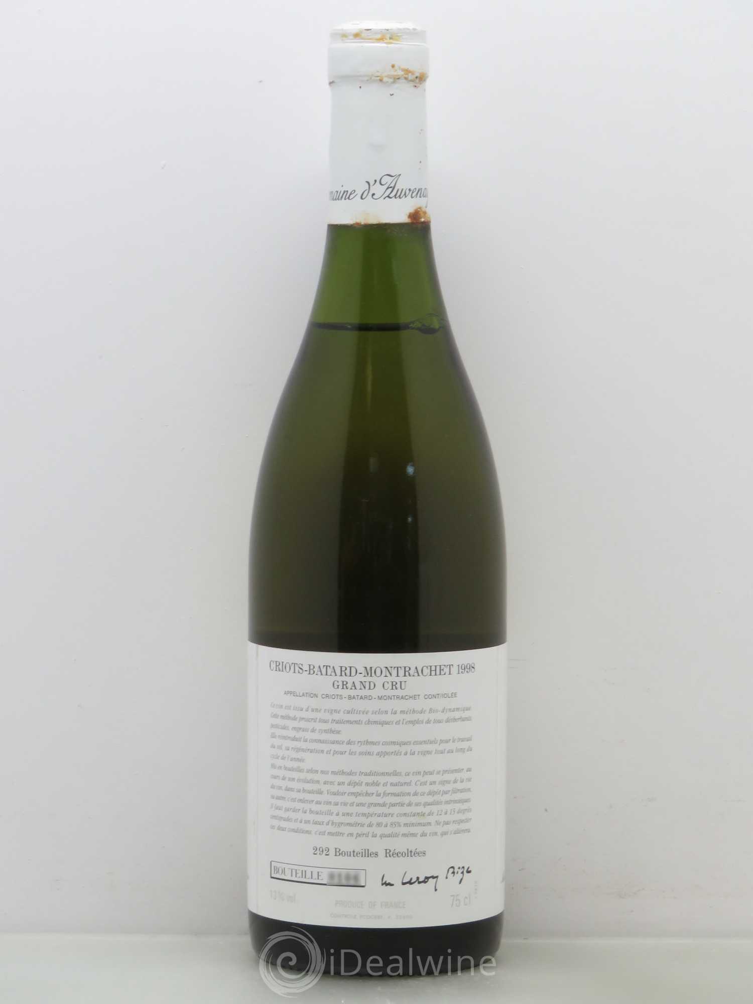 Criots-Bâtard-Montrachet Grand Cru d'Auvenay (Domaine) 1998 - Lot de 1 bouteille - 1