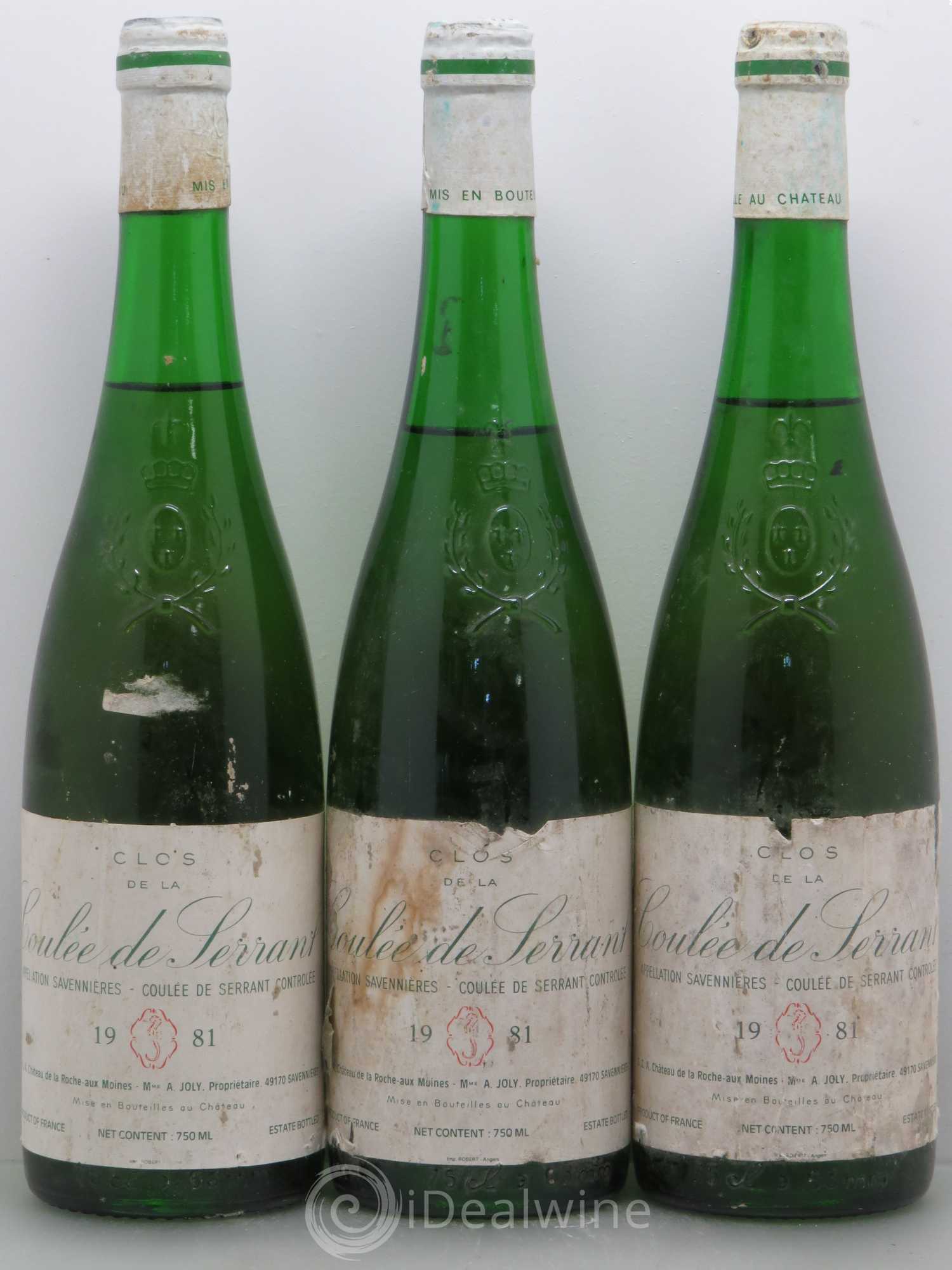 Savennières Clos de la Coulée de Serrant Vignobles de la Coulée de Serrant - Nicolas Joly 1981 - Lot de 3 bouteilles - 0