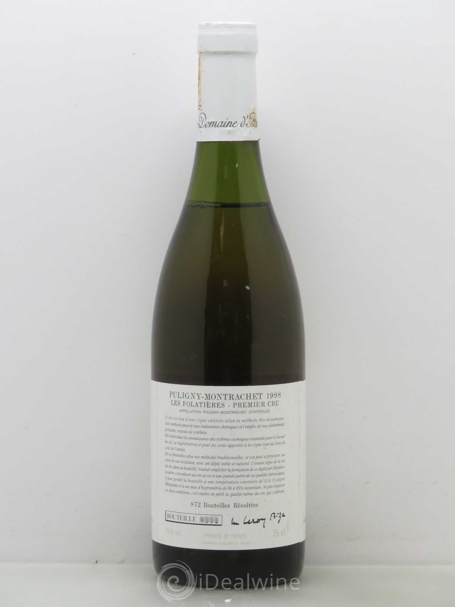 Puligny-Montrachet 1er Cru Les Folatières d'Auvenay (Domaine) 1998 - Lot de 1 bouteille - 1