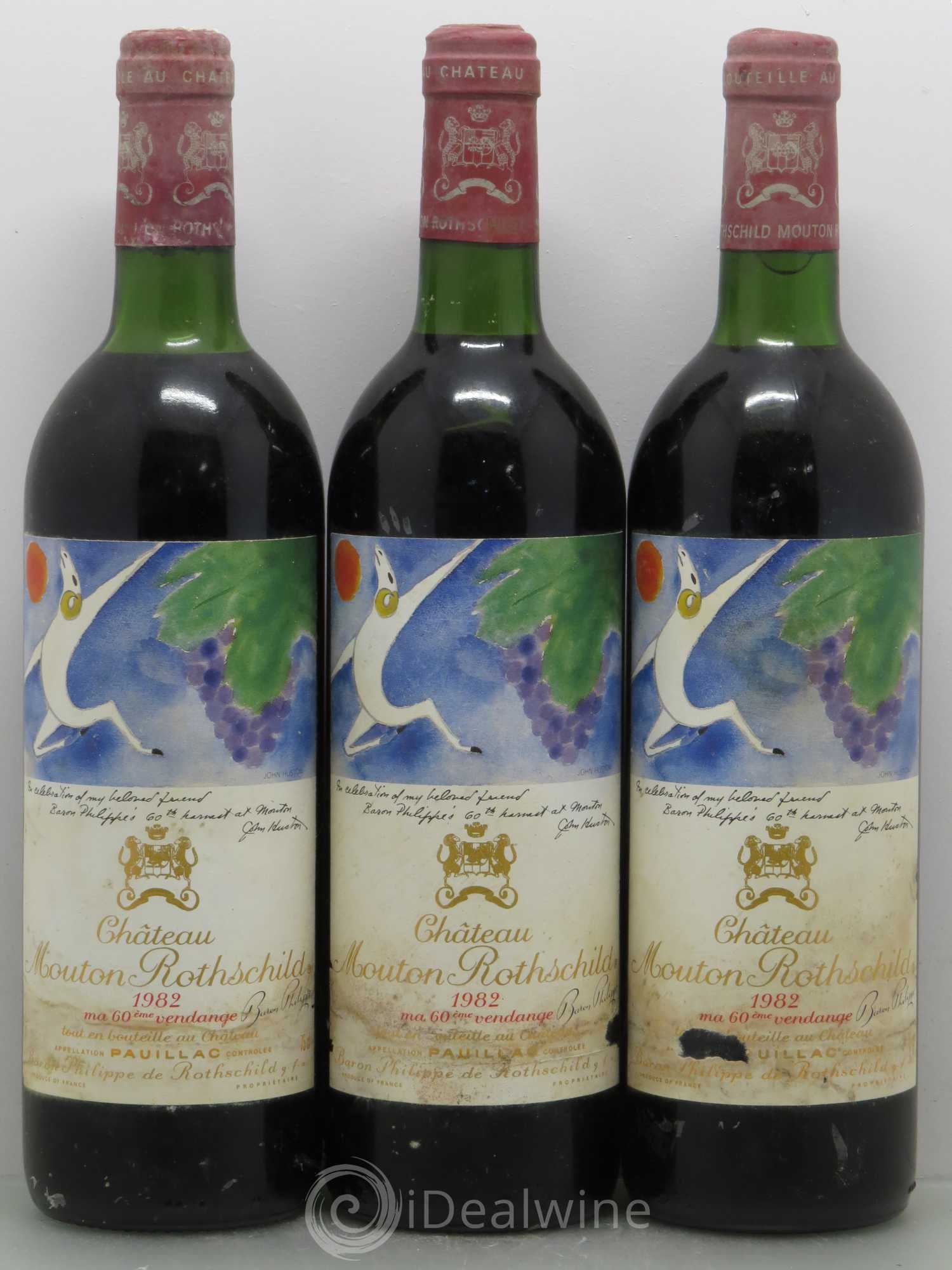 Château Mouton Rothschild 1er Grand Cru Classé 1982 - Lot de 3 bouteilles - 0