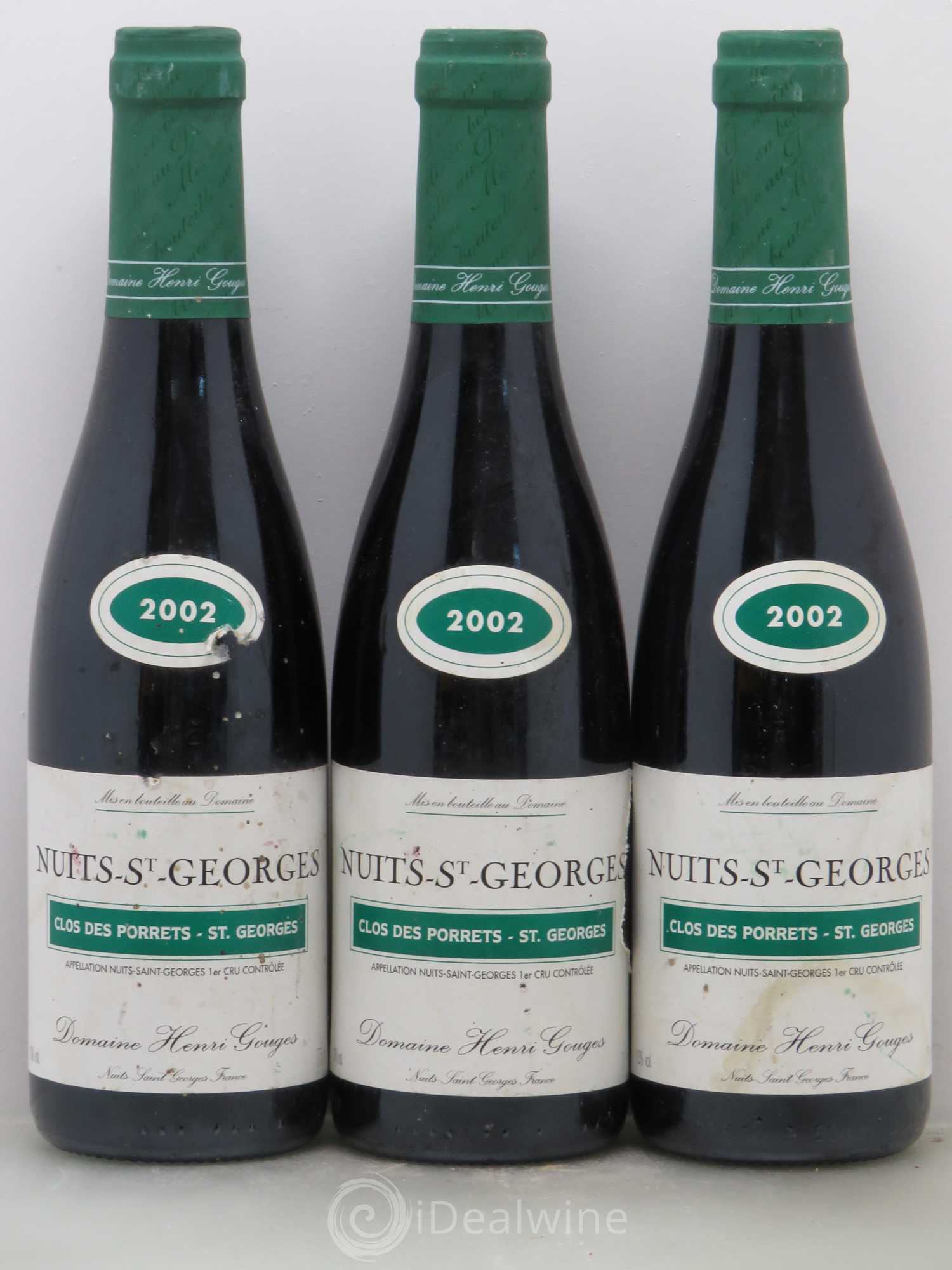 Nuits-Saint-Georges 1er Cru Clos des Porrets St Georges Henri Gouges 2002 - Lot de 3 demi bouteilles - 0