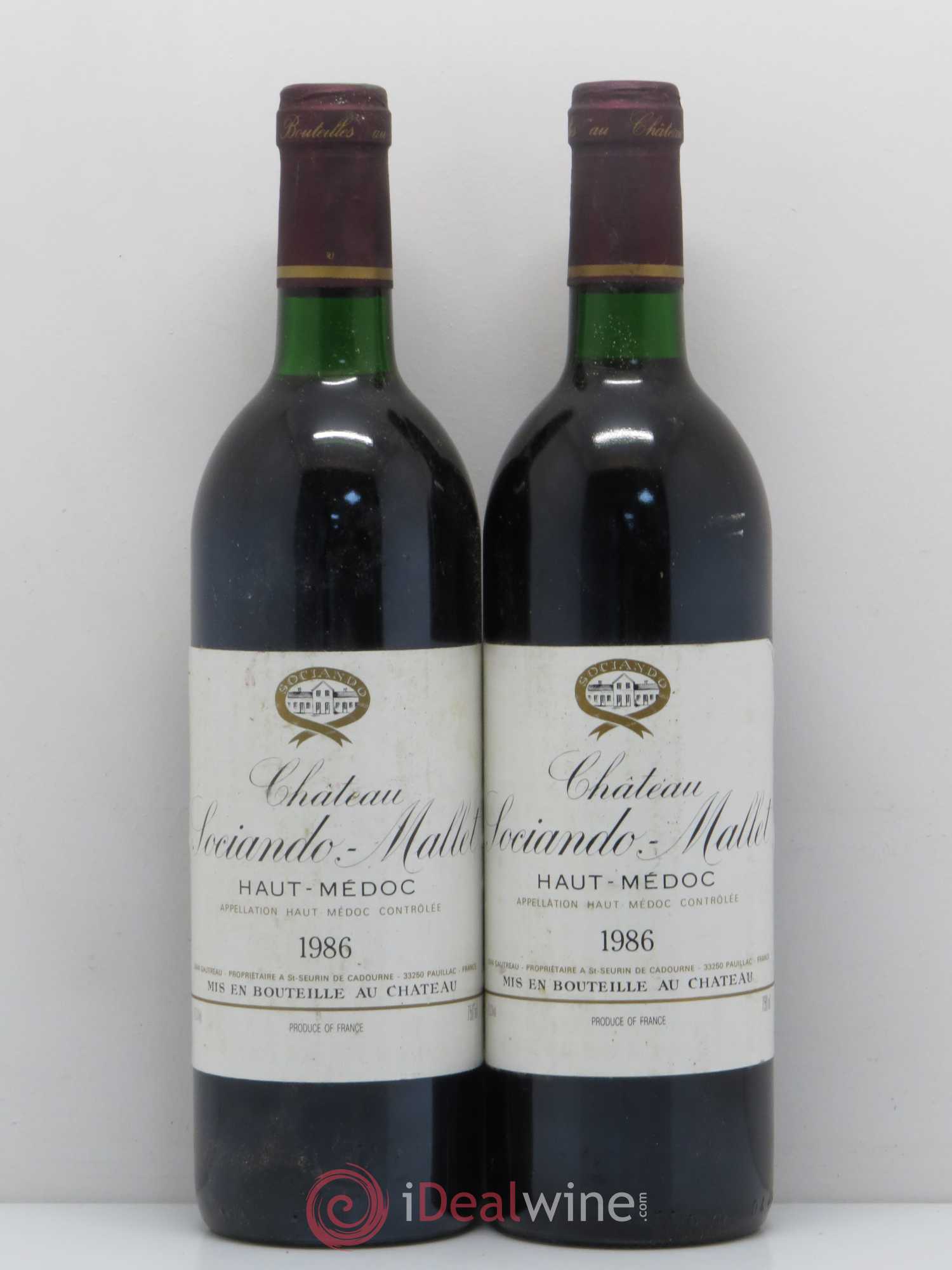 Château Sociando Mallet 1986 - Lot de 5 bouteilles - 2