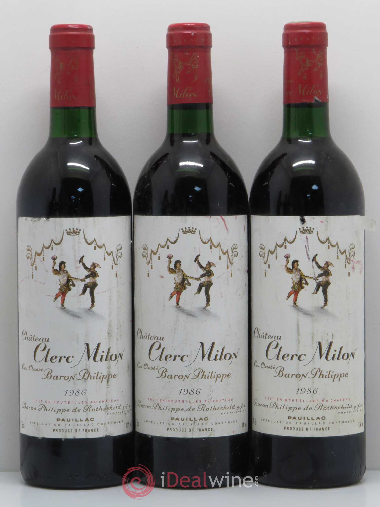 Château Clerc Milon 5ème Grand Cru Classé 1986 - Lot de 6 bouteilles - 1
