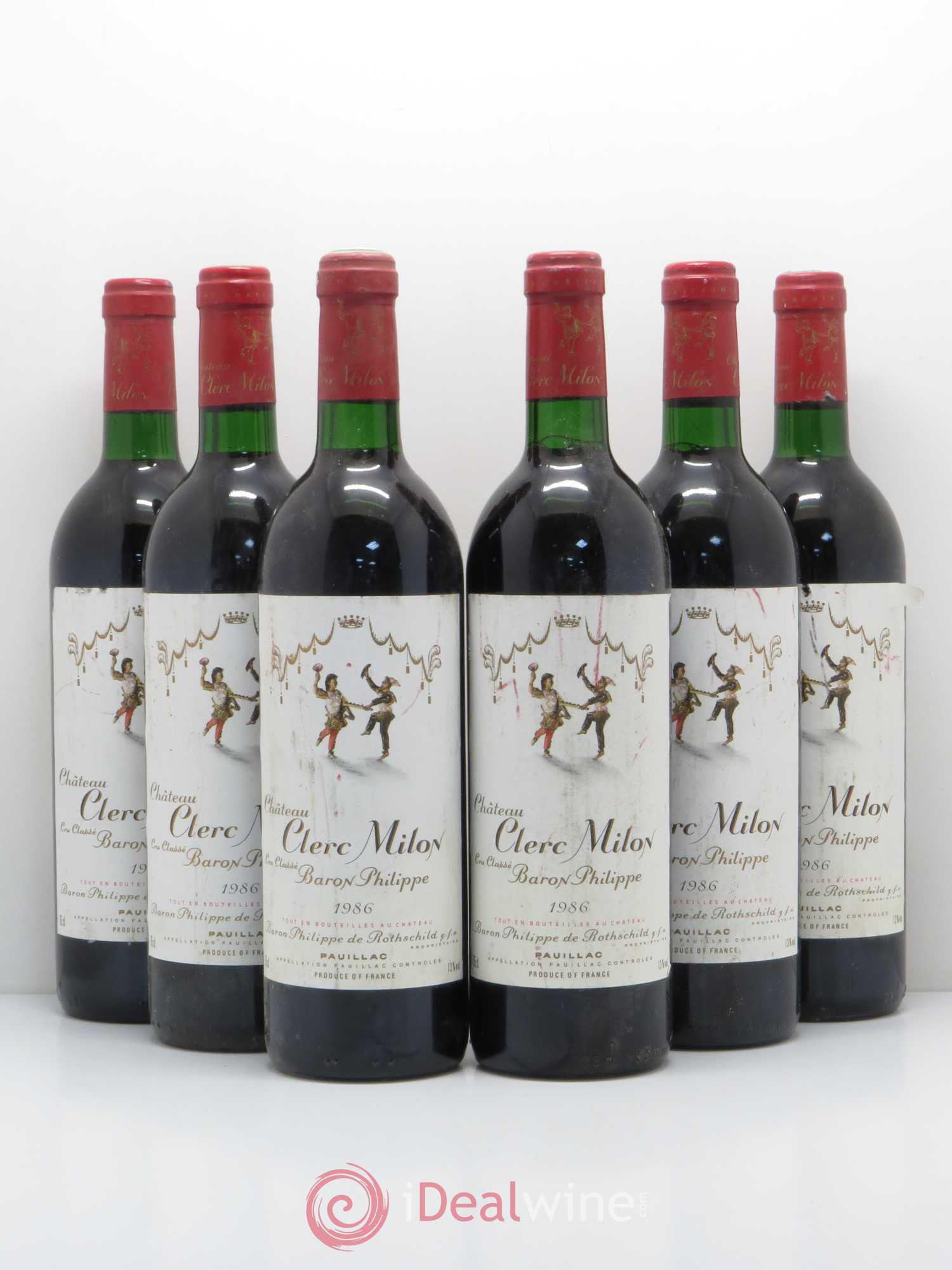 Château Clerc Milon 5ème Grand Cru Classé 1986 - Lot de 6 bouteilles - 0