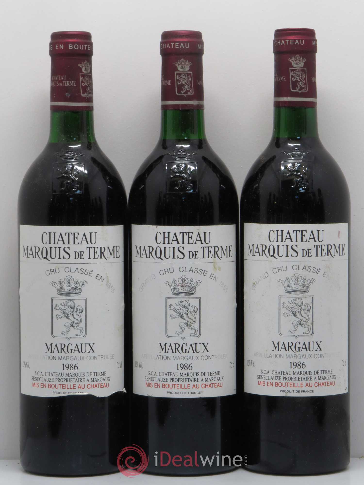 Château Marquis de Terme 4ème Grand Cru Classé 1986 - Lot de 12 bouteilles - 1