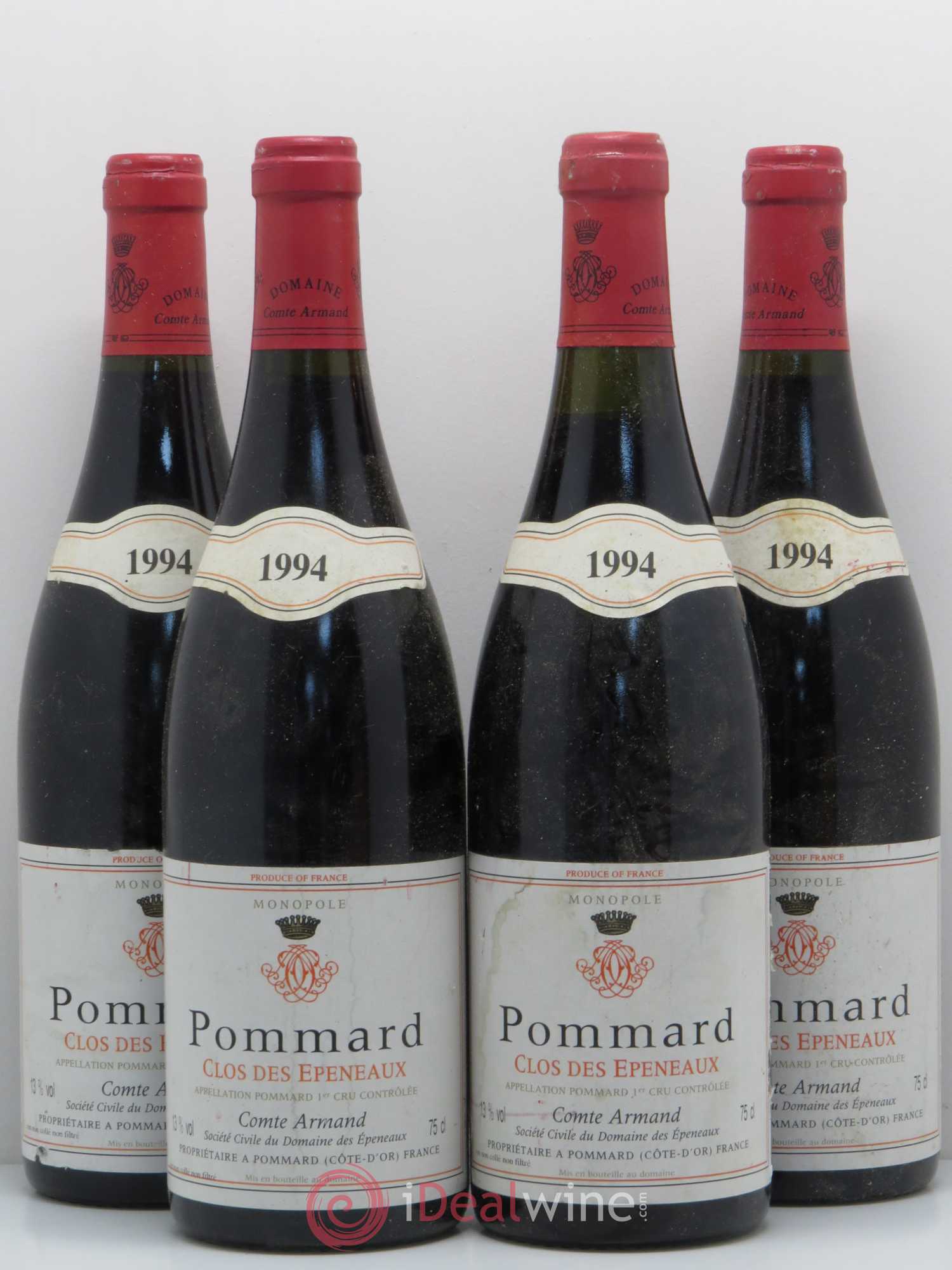 Pommard 1er Cru Clos des Epeneaux Comte Armand 1994 - Lot de 4 bouteilles - 0