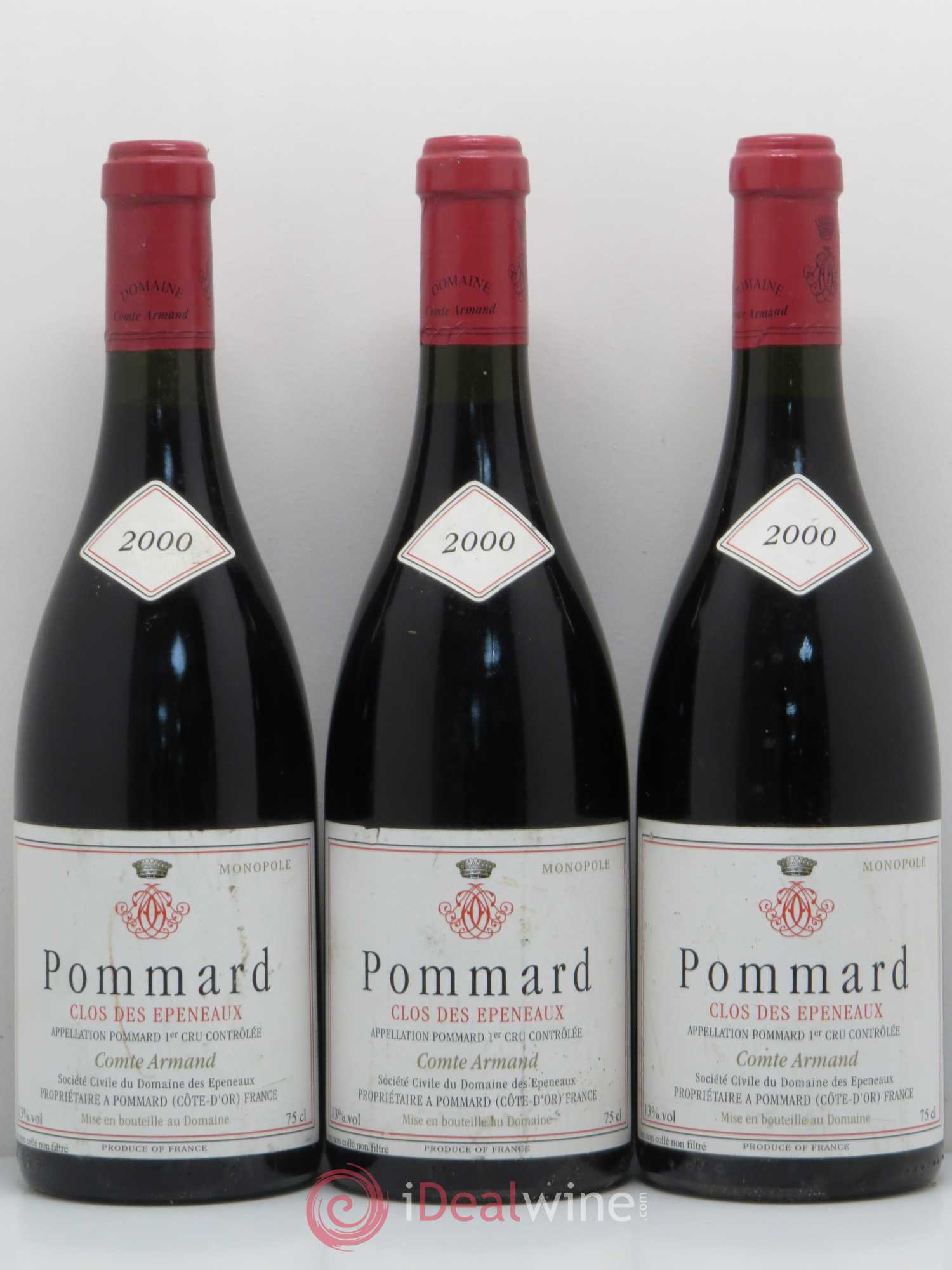 Pommard 1er Cru Clos des Epeneaux Comte Armand 2000 - Lot de 3 bouteilles - 0