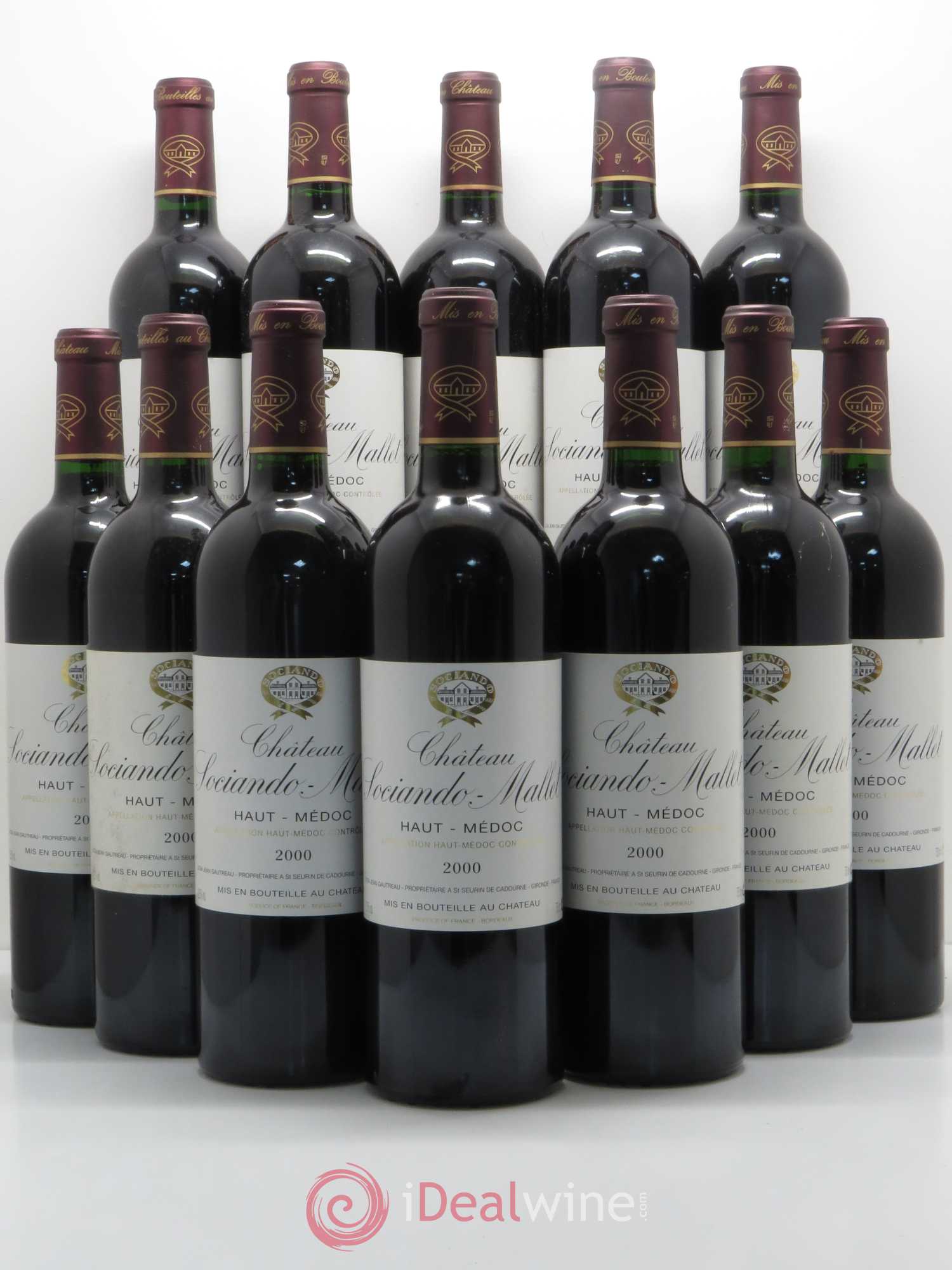 Château Sociando Mallet 2000 - Lot de 12 bouteilles - 0
