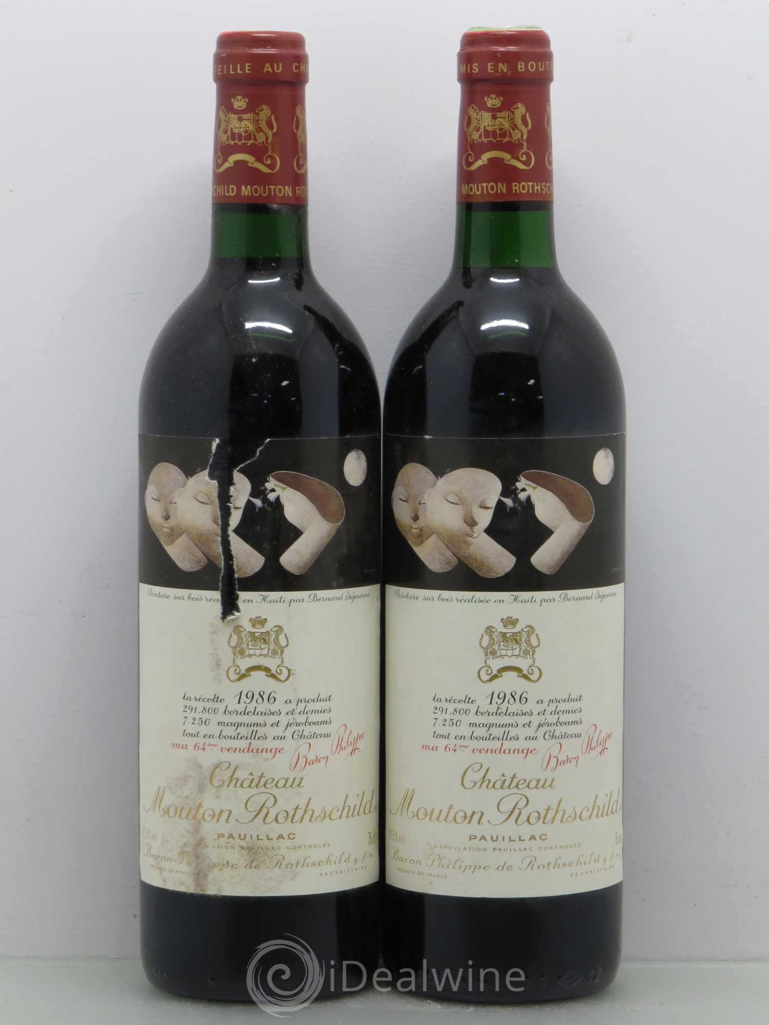 Château Mouton Rothschild 1er Grand Cru Classé 1986 - Lot de 2 bouteilles - 0
