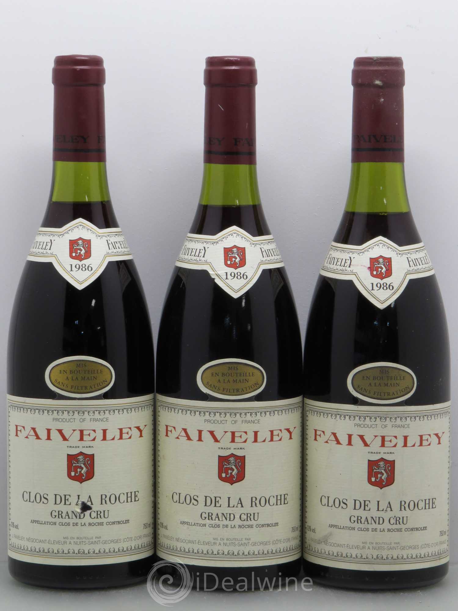 Clos de la Roche Grand Cru Faiveley 1986 - Lot de 3 bouteilles - 0