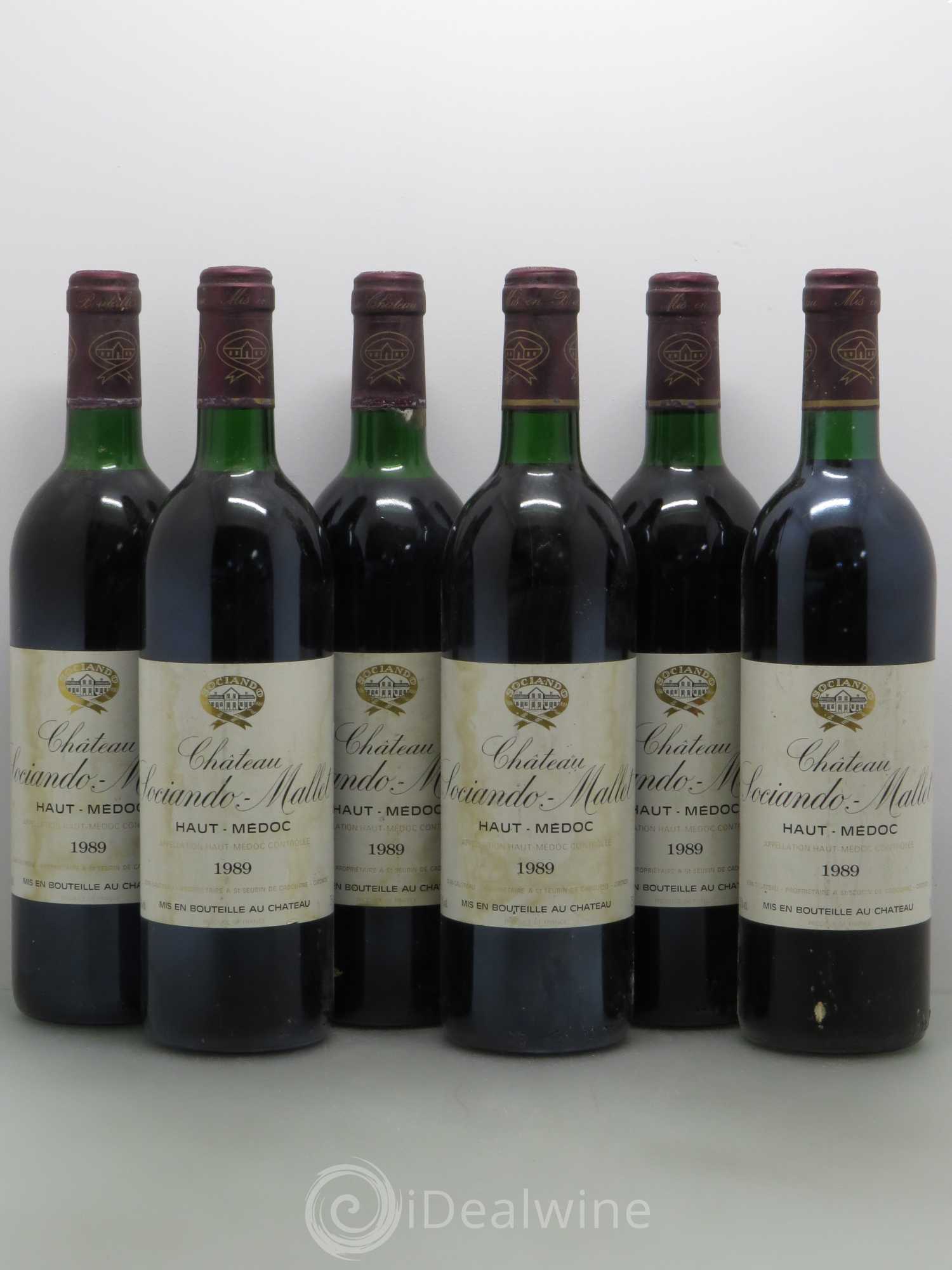 Château Sociando Mallet 1989 - Lot de 6 bouteilles - 0