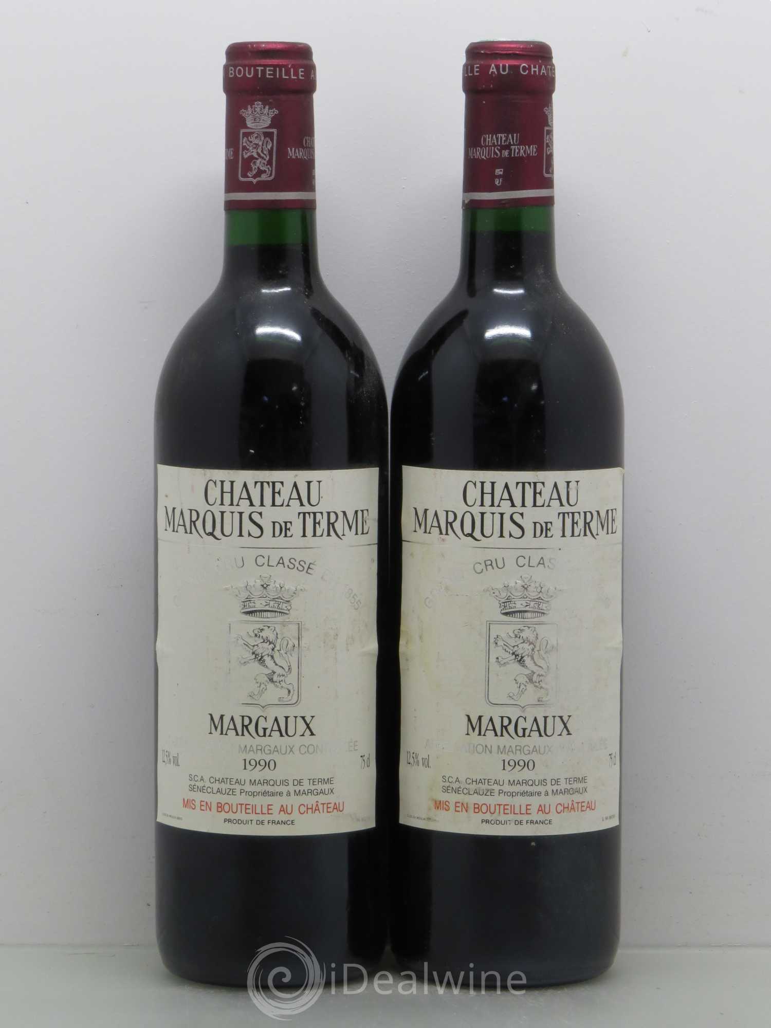 Château Marquis de Terme 4ème Grand Cru Classé 1990 - Lot de 2 bouteilles - 0