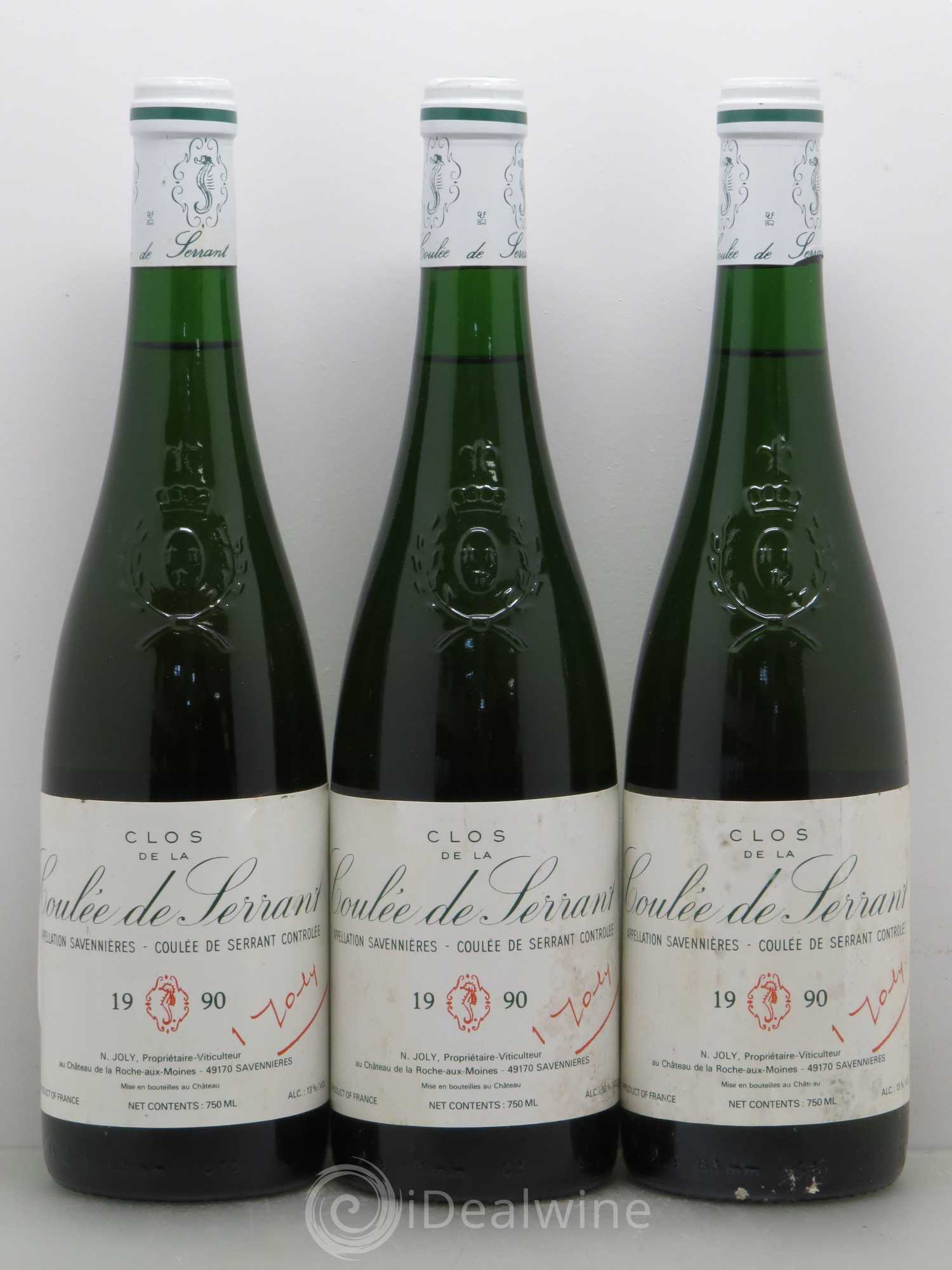 Savennières Clos de la Coulée de Serrant Vignobles de la Coulée de Serrant - Nicolas Joly 1990 - Lot de 3 bouteilles - 0