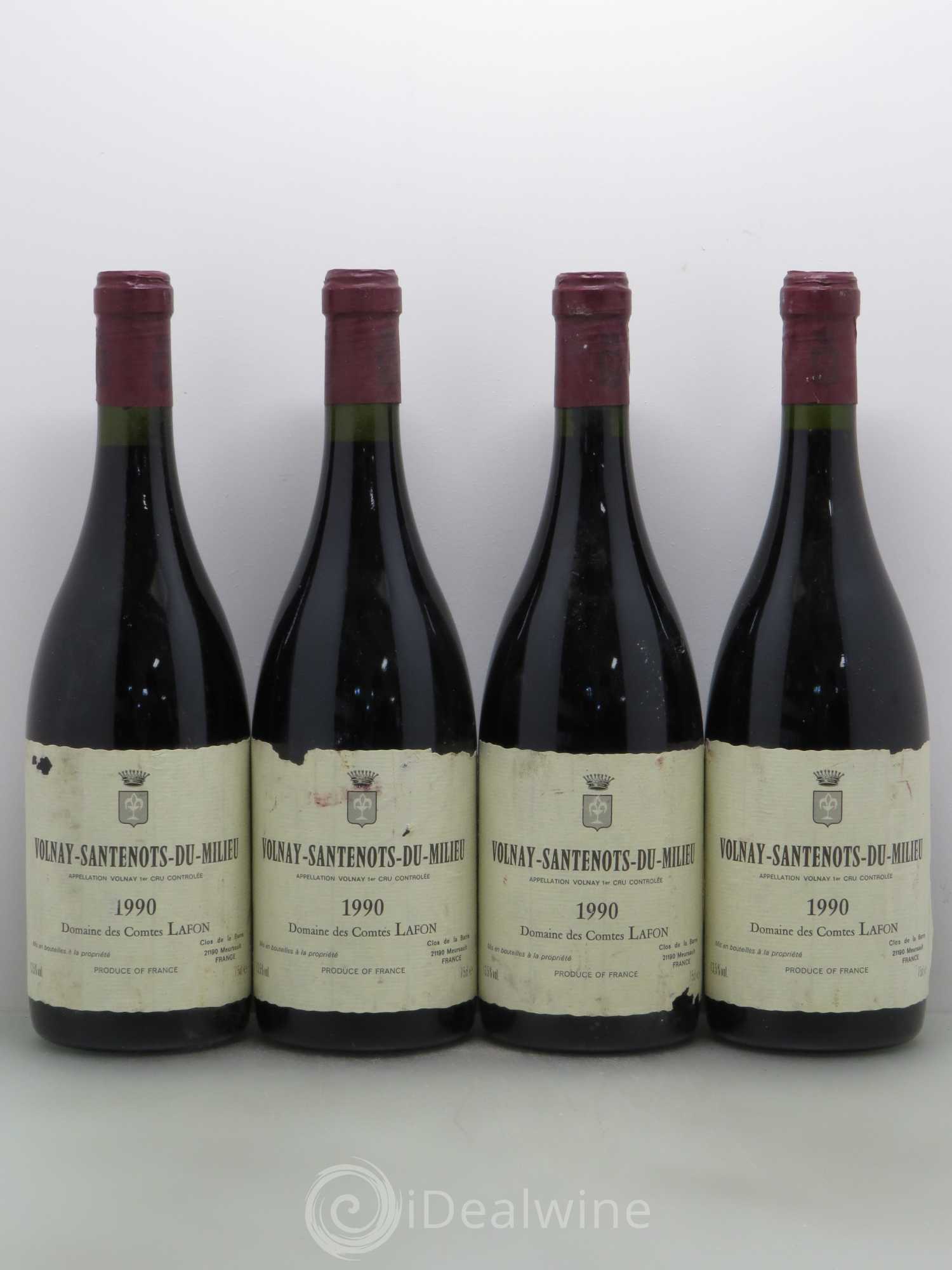 Volnay 1er Cru Santenots du Milieu Comtes Lafon (Domaine des) 1990 - Lot de 4 bouteilles - 0