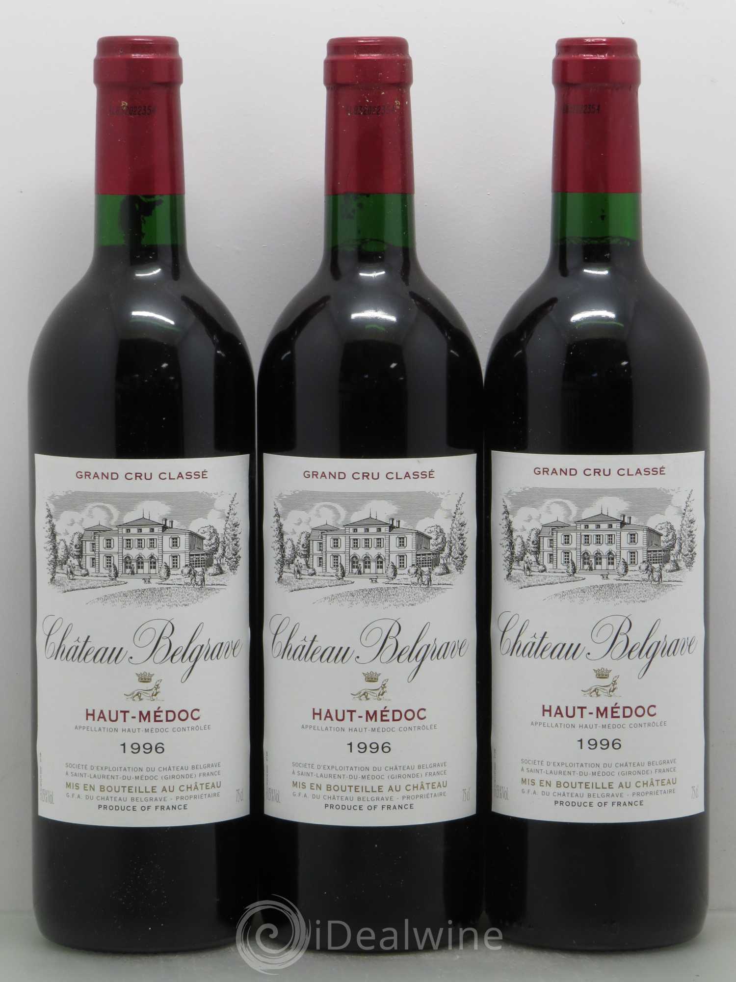 Château Belgrave 5ème Grand Cru Classé 1996 - Lot de 12 bouteilles - 1