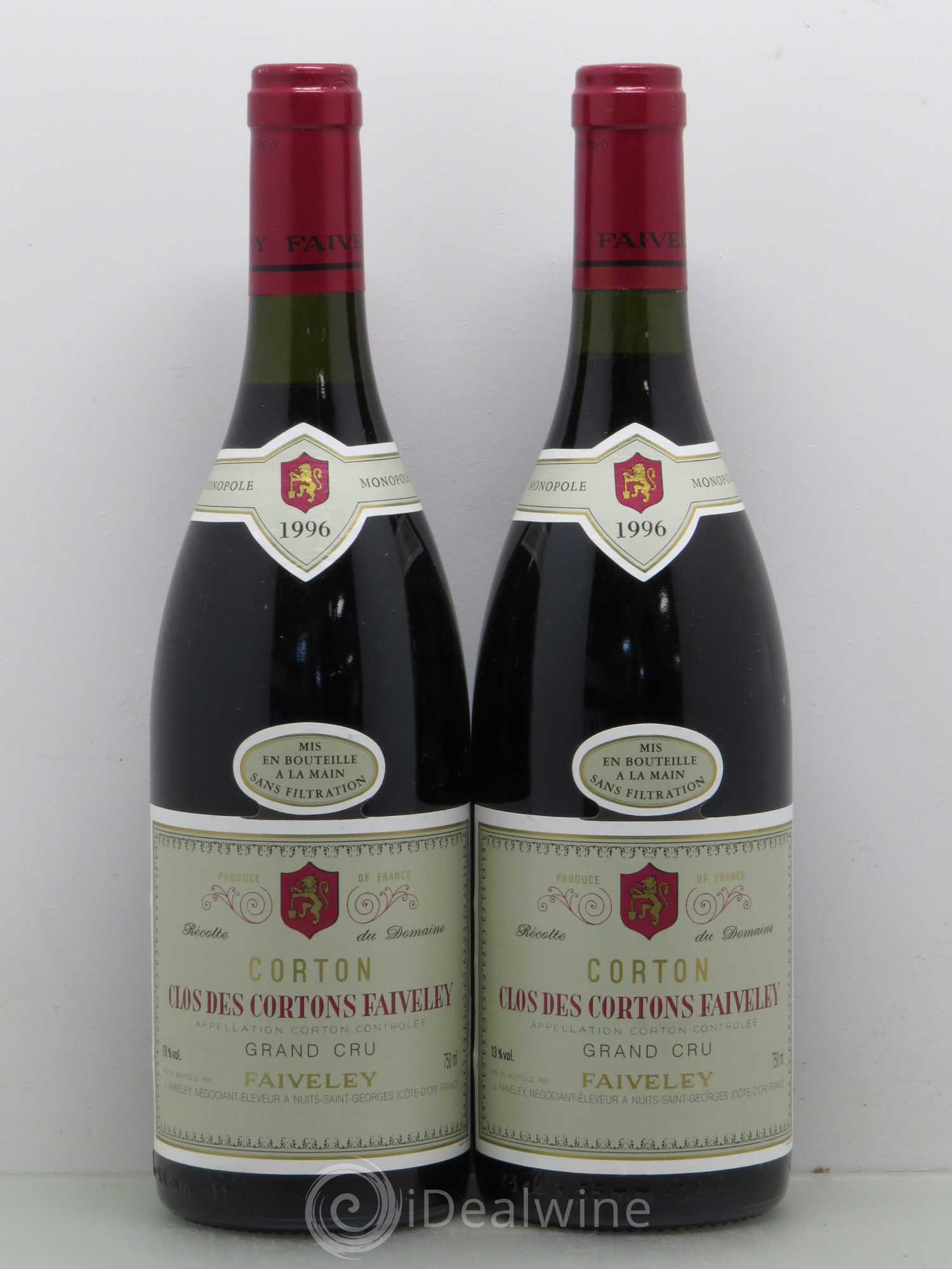 Corton Grand Cru Clos des Cortons Faiveley 1996 - Lot de 2 bouteilles - 0