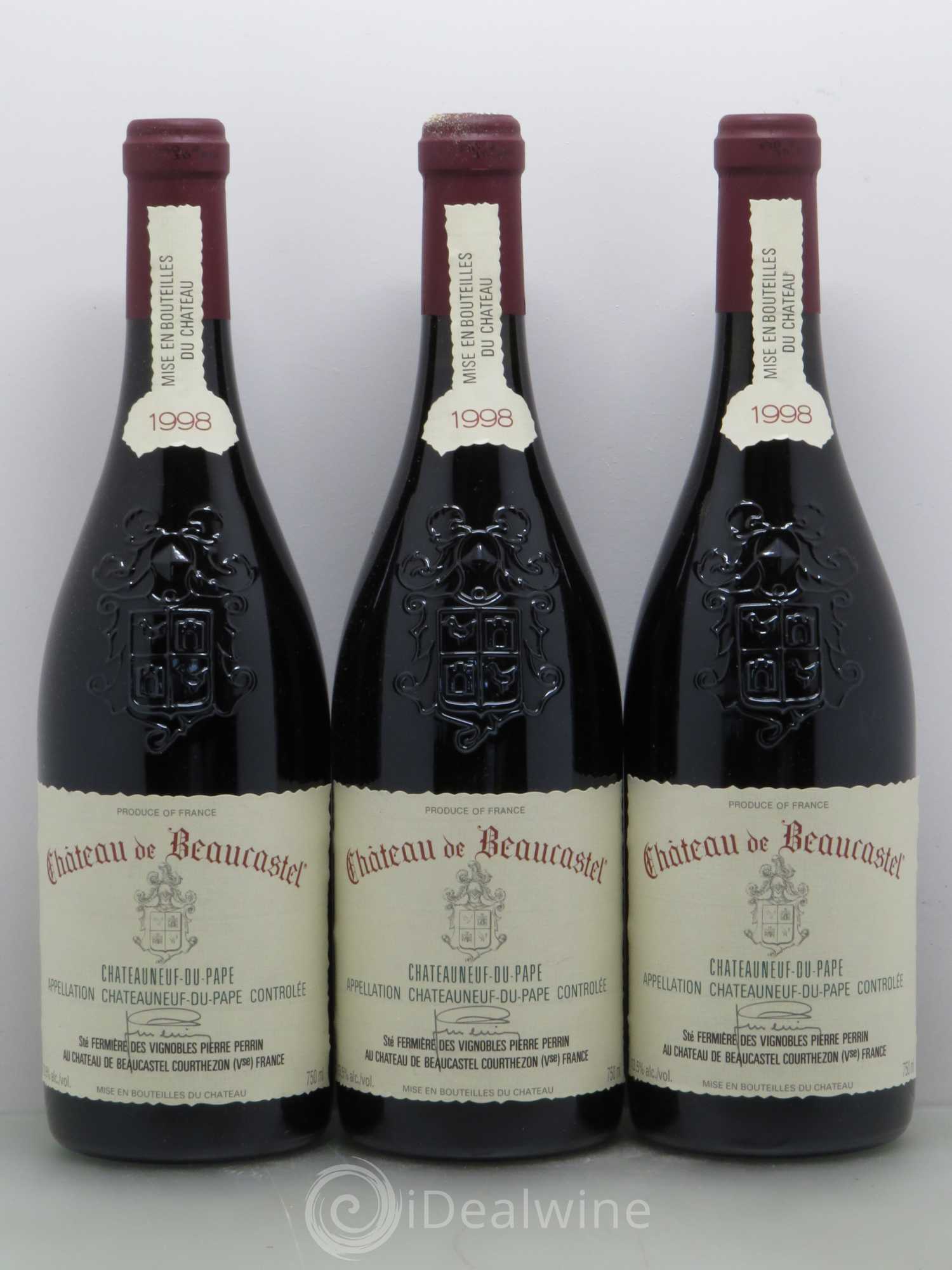 Châteauneuf-du-Pape Château de Beaucastel Famille Perrin 1998 - Lot de 3 bouteilles - 0