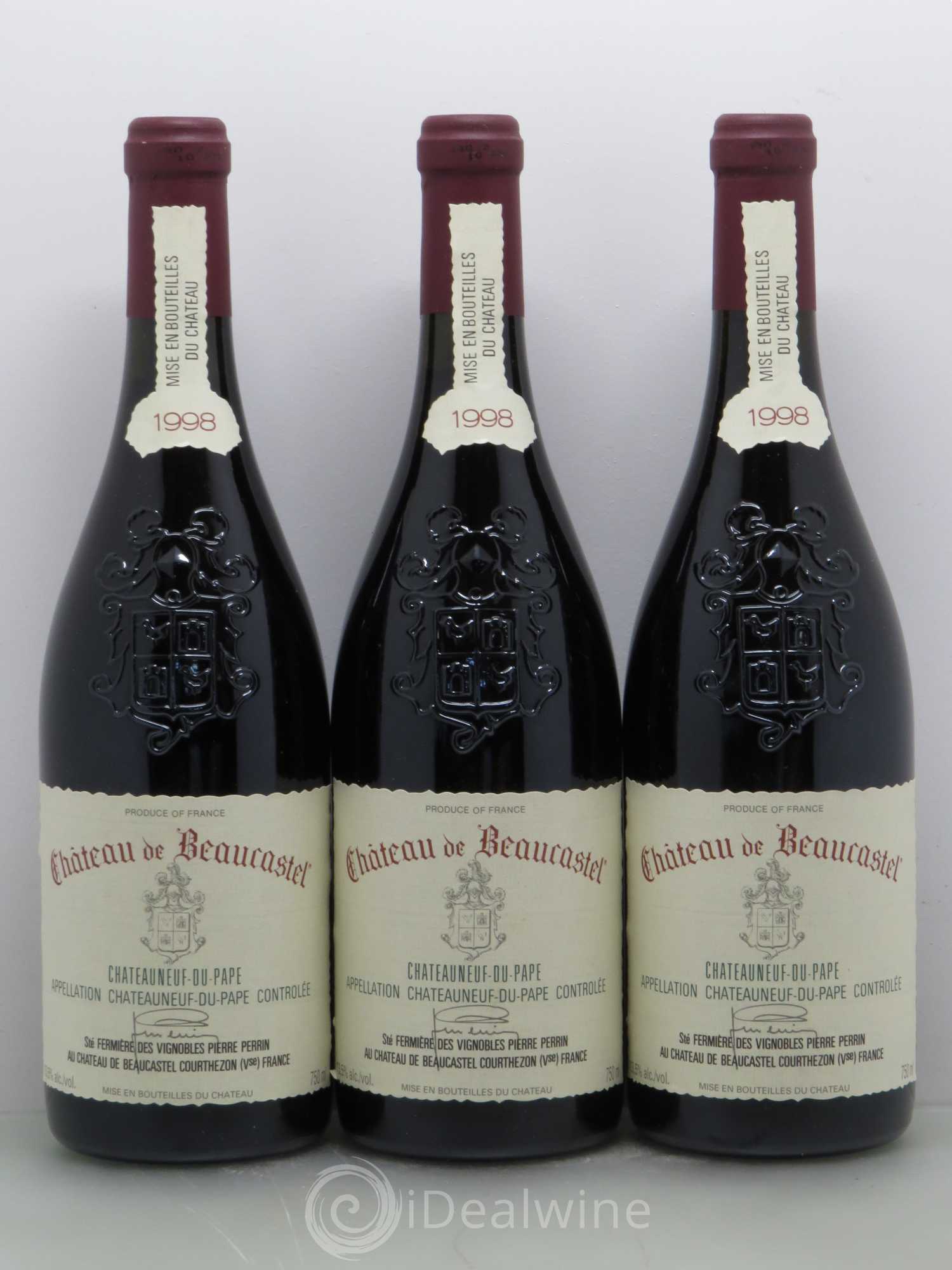 Châteauneuf-du-Pape Château de Beaucastel Famille Perrin 1998 - Lot de 3 bouteilles - 0