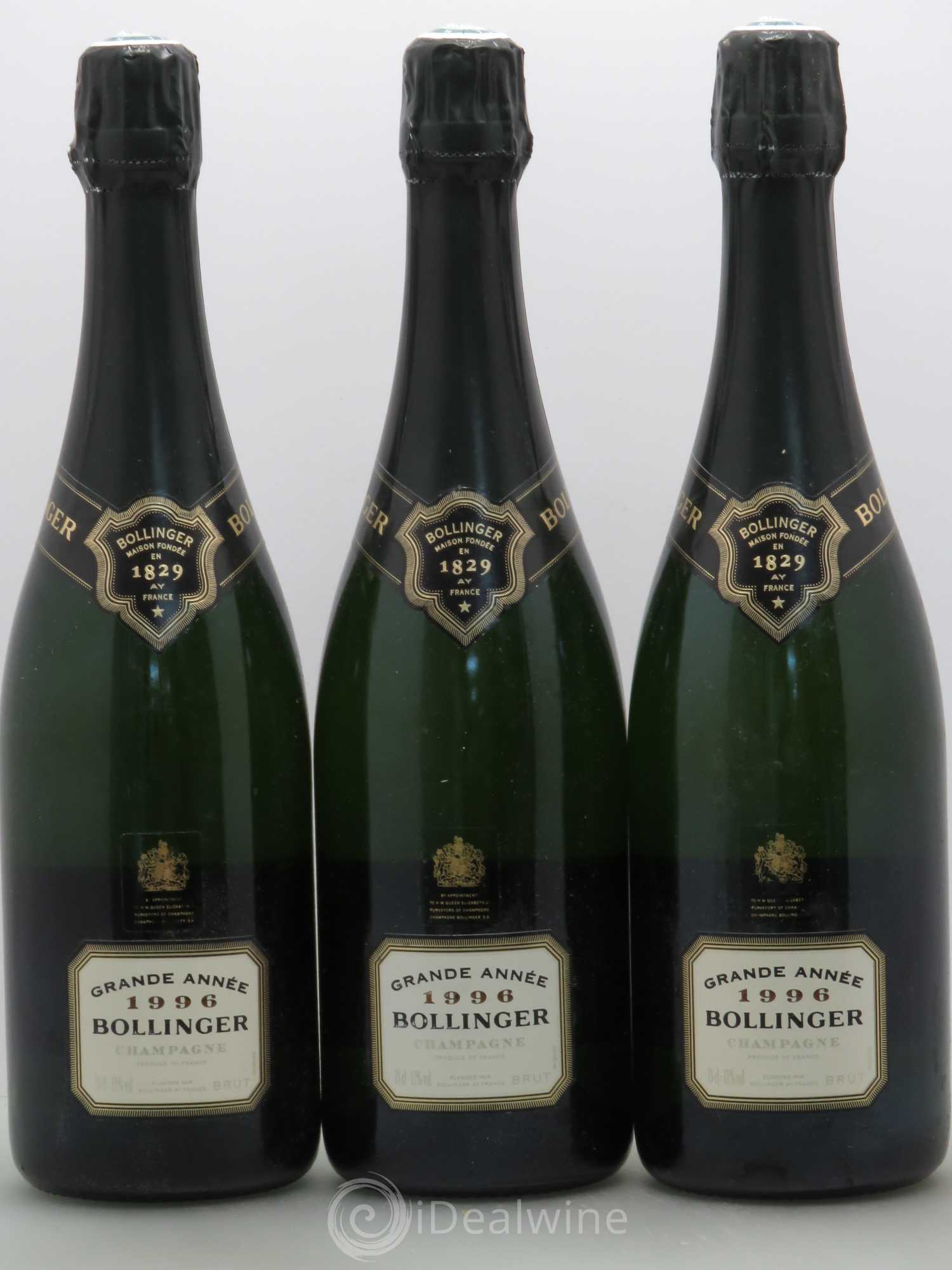 La Grande Année Brut Bollinger 1996 - Lot of 3 bottles - 0