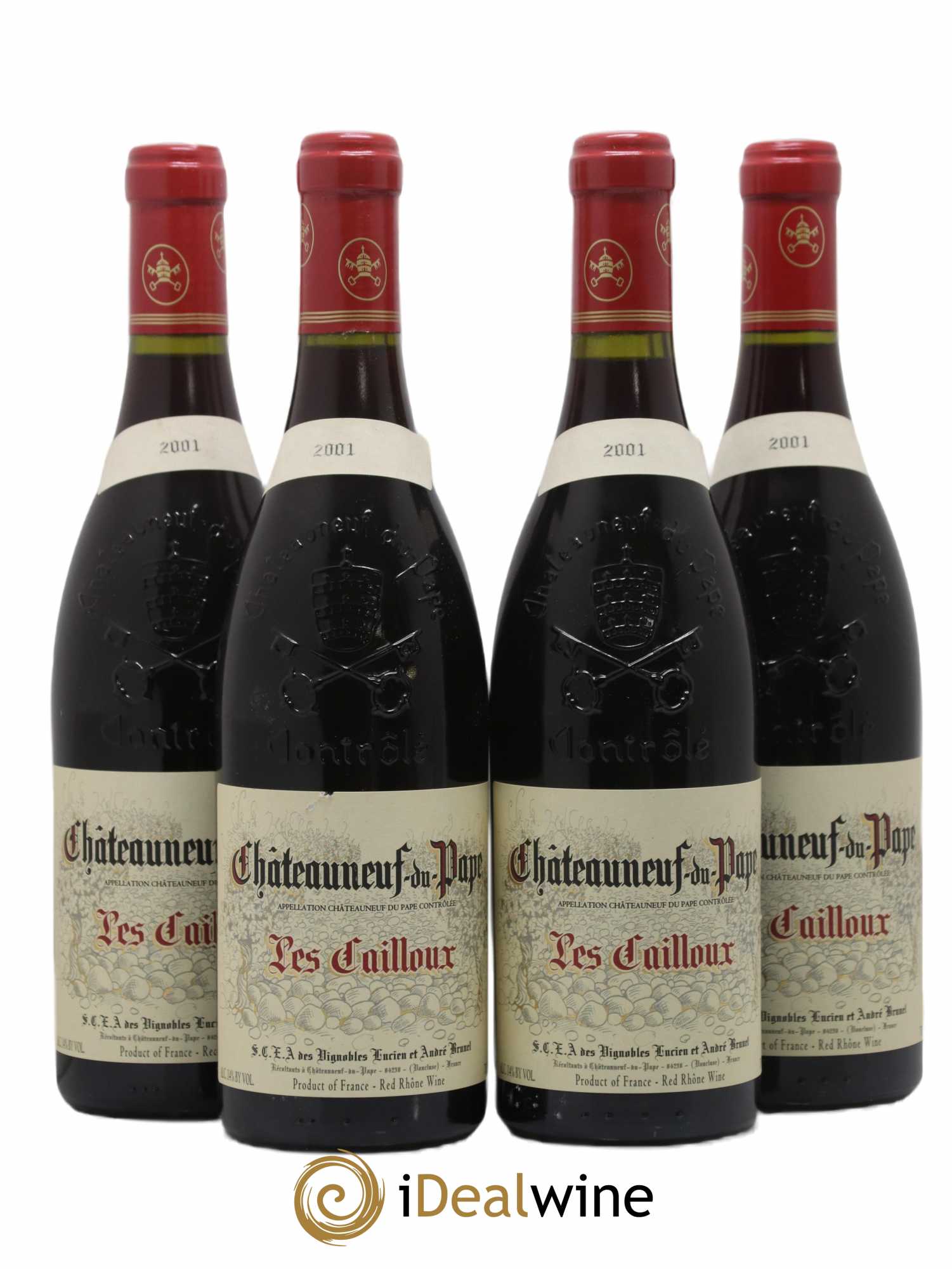 Châteauneuf-du-Pape Les Cailloux André Brunel 2001 - Lot de 4 bouteilles - 0