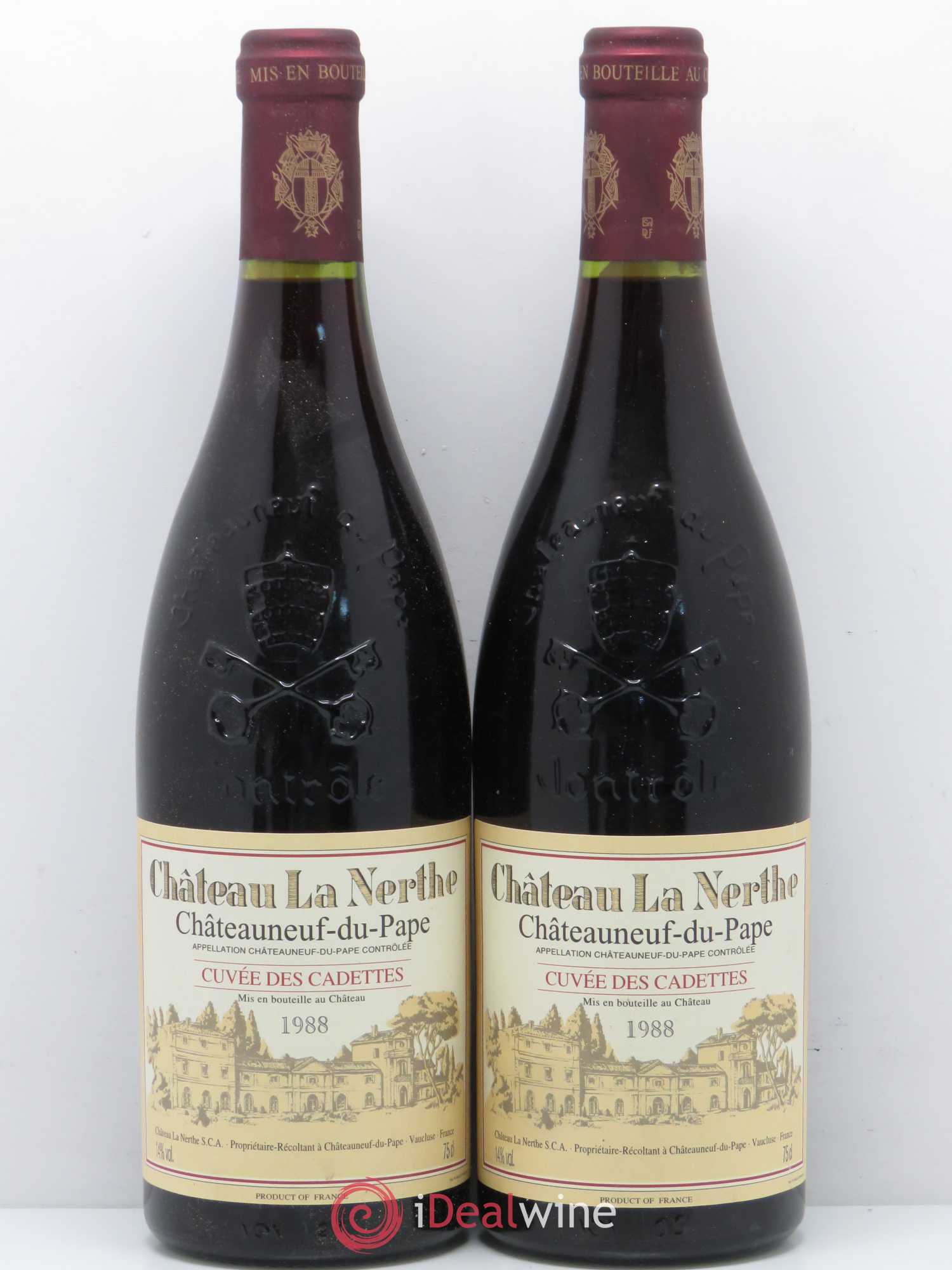 Châteauneuf-du-Pape Château La Nerthe Cuvée des Cadettes Famille Richard 1988 - Lot de 2 bouteilles - 0