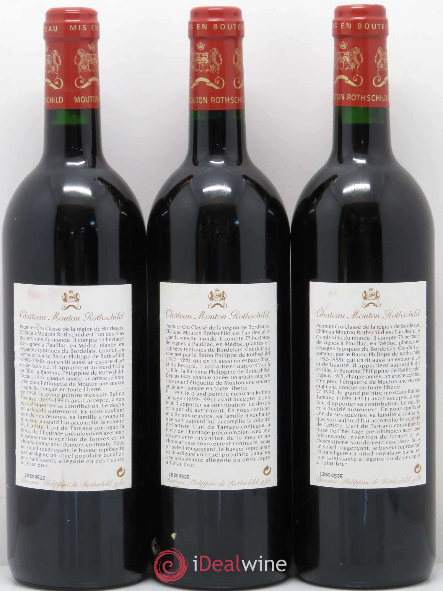 Château Mouton Rothschild 1er Grand Cru Classé 1998 - Lot de 3 bouteilles - 1