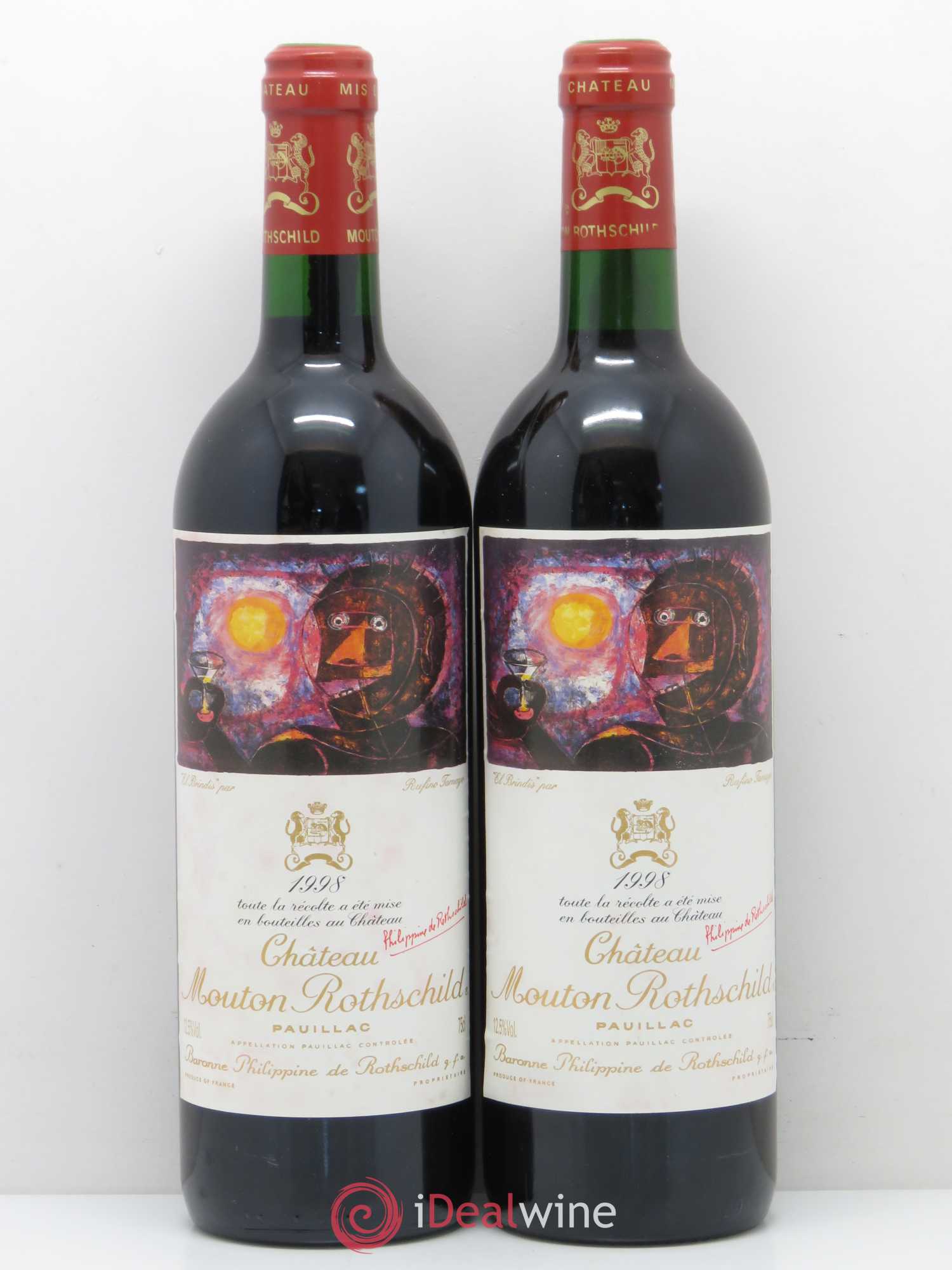 Château Mouton Rothschild 1er Grand Cru Classé 1998 - Lot de 2 bouteilles - 0