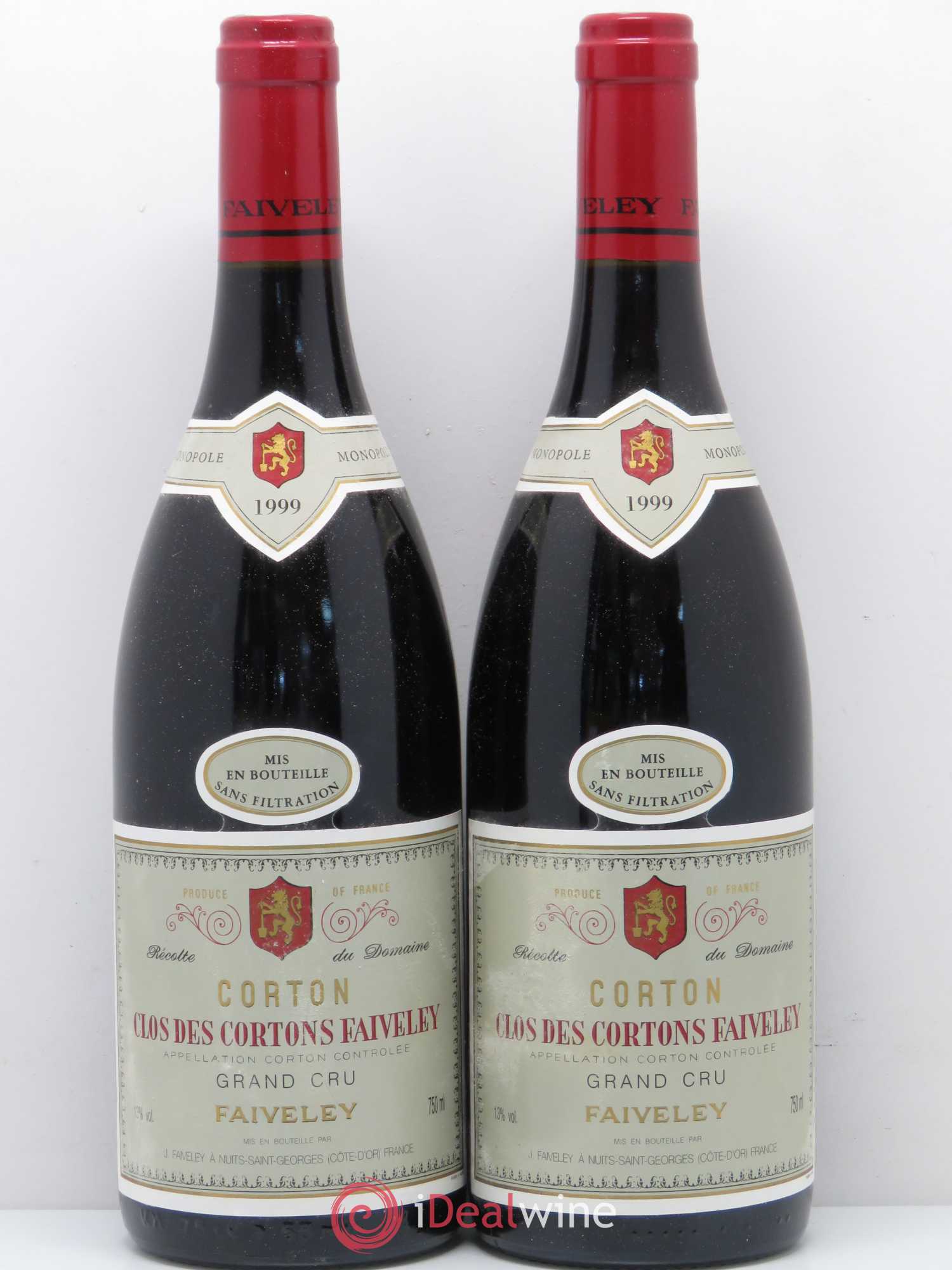 Corton Grand Cru Clos des Cortons Faiveley 1999 - Lot de 2 bouteilles - 0