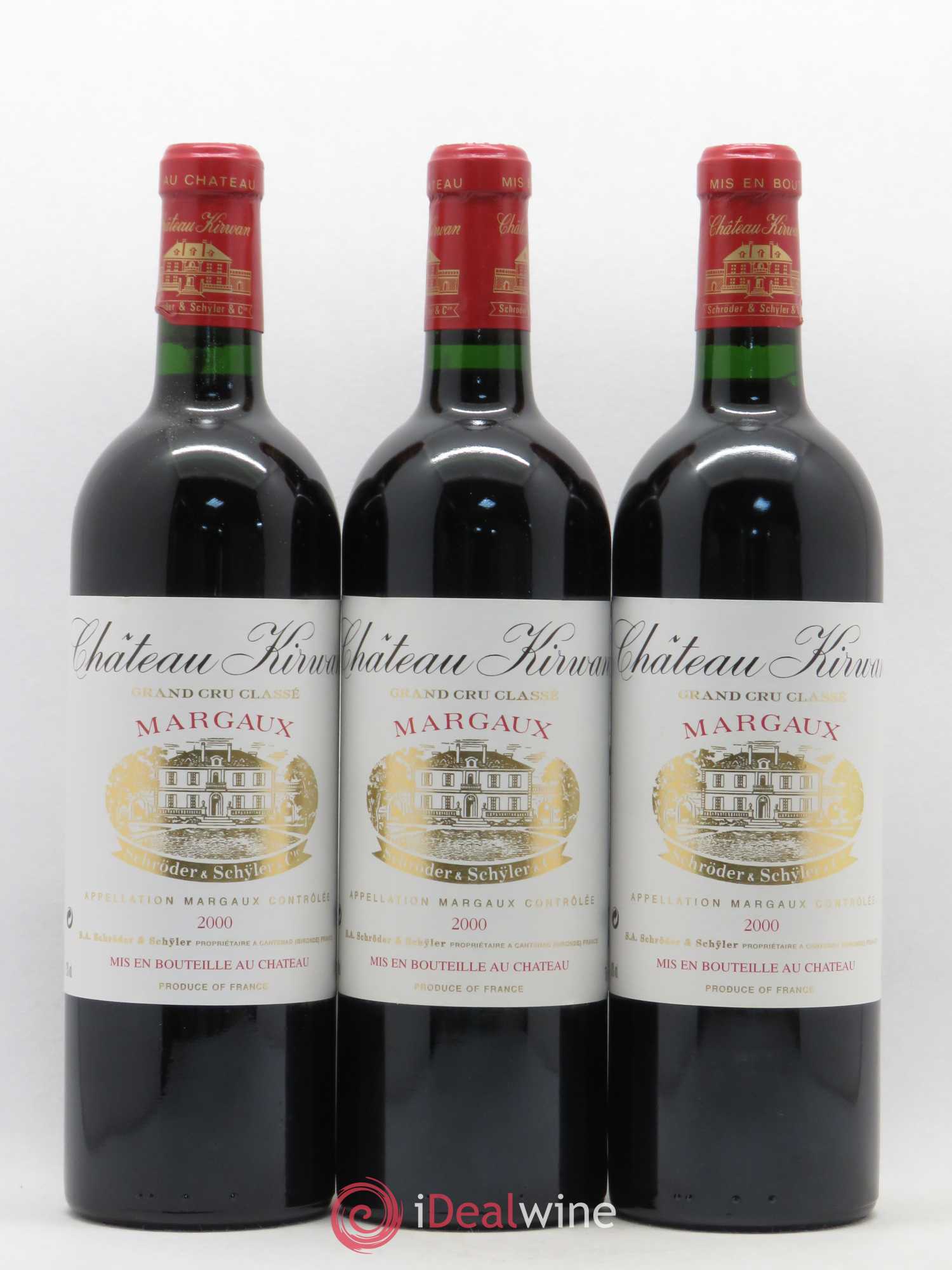 Château Kirwan 3ème Grand Cru Classé 2000 - Lot de 3 bouteilles - 0