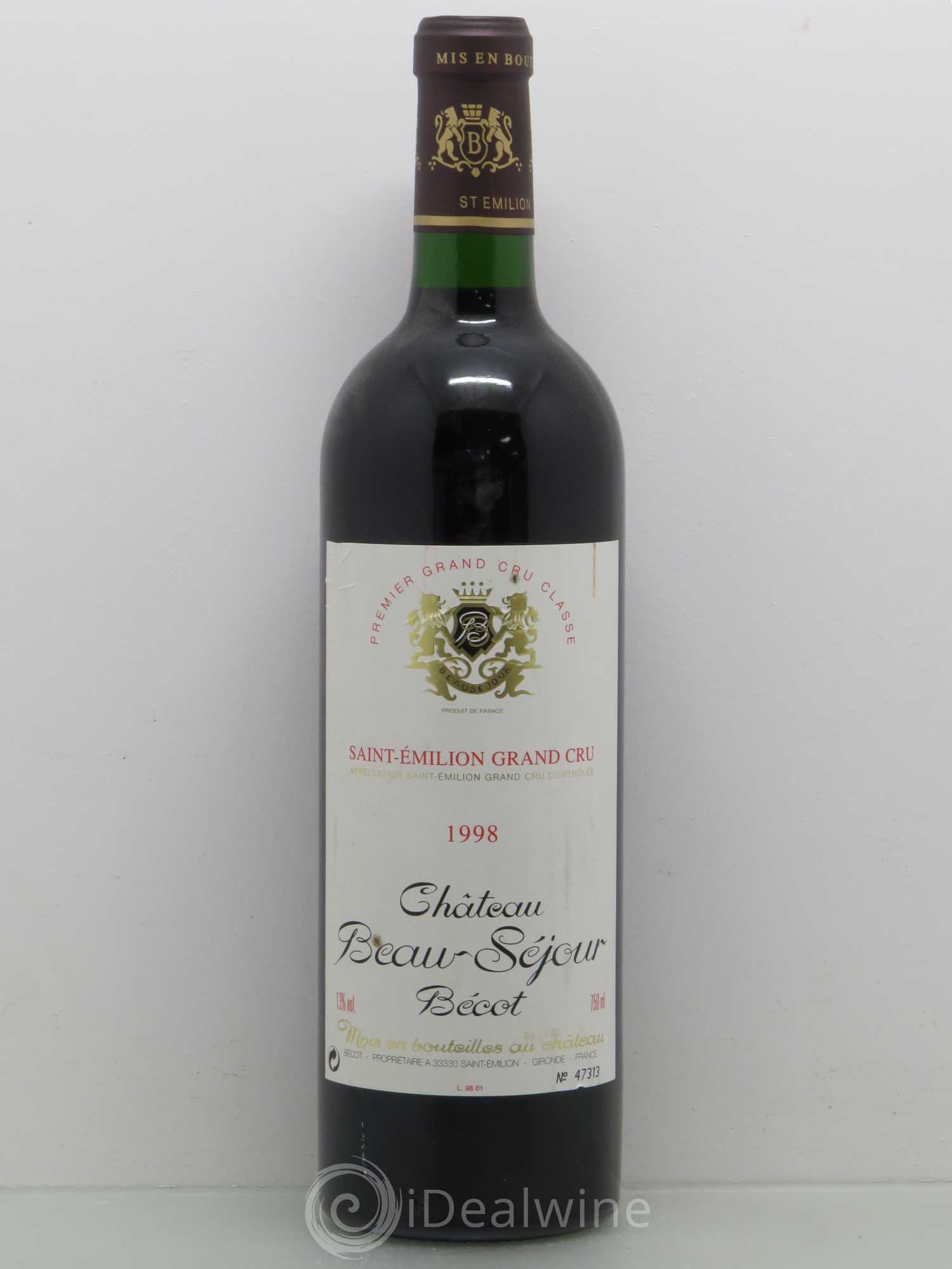 Château Beau-Séjour Bécot 1er Grand Cru Classé B 1998 - Lot de 1 bouteille - 0