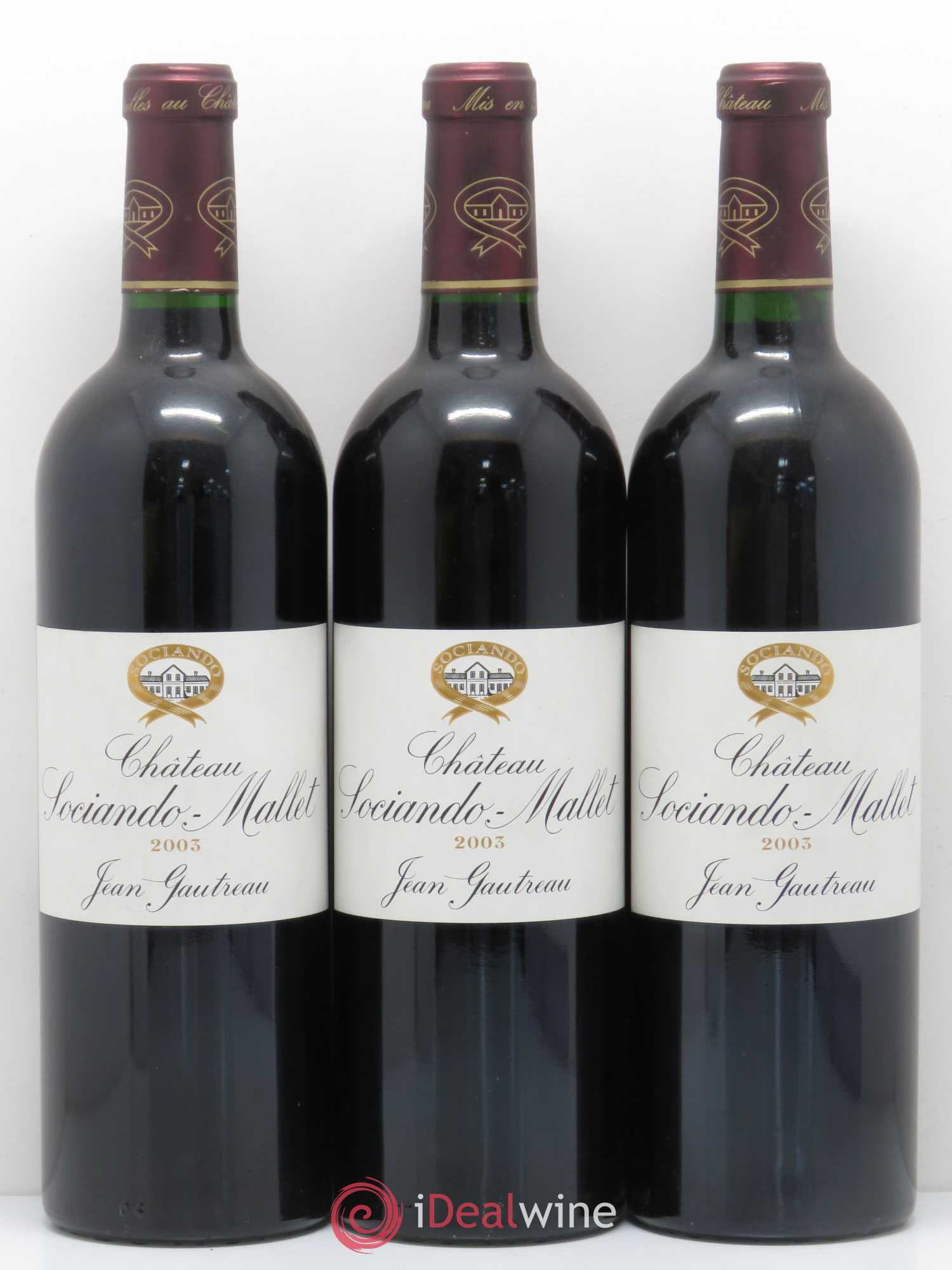 Château Sociando Mallet 2003 - Lot de 3 bouteilles - 0