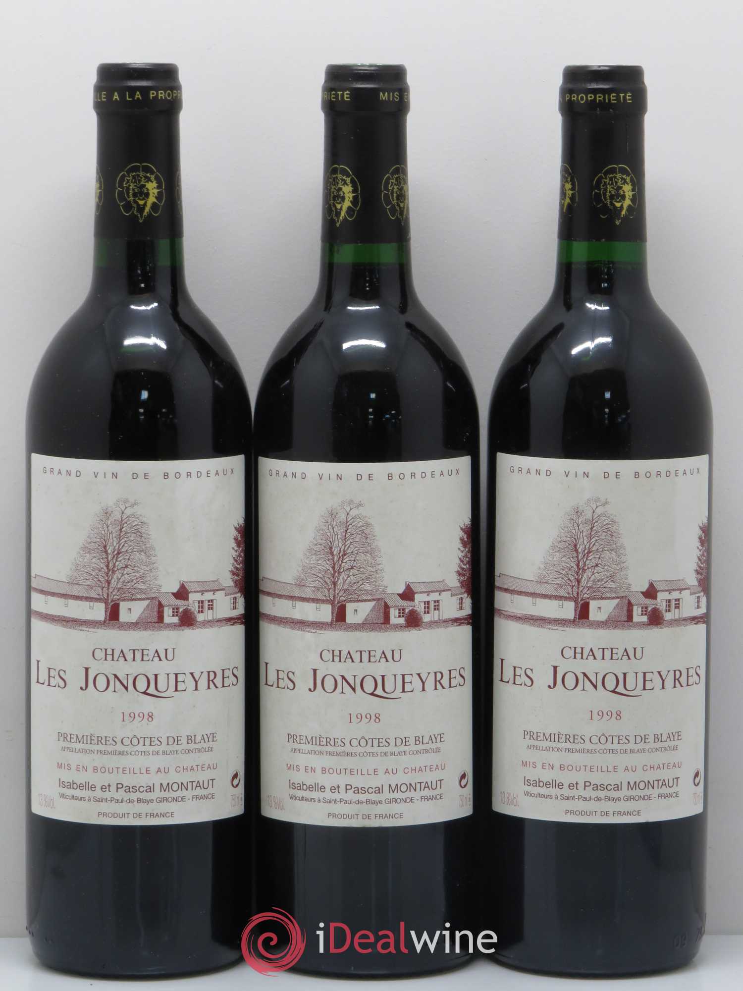 Château les Jonqueyres (sans prix de réserve) 1998 - Lot de 3 bouteilles - 0