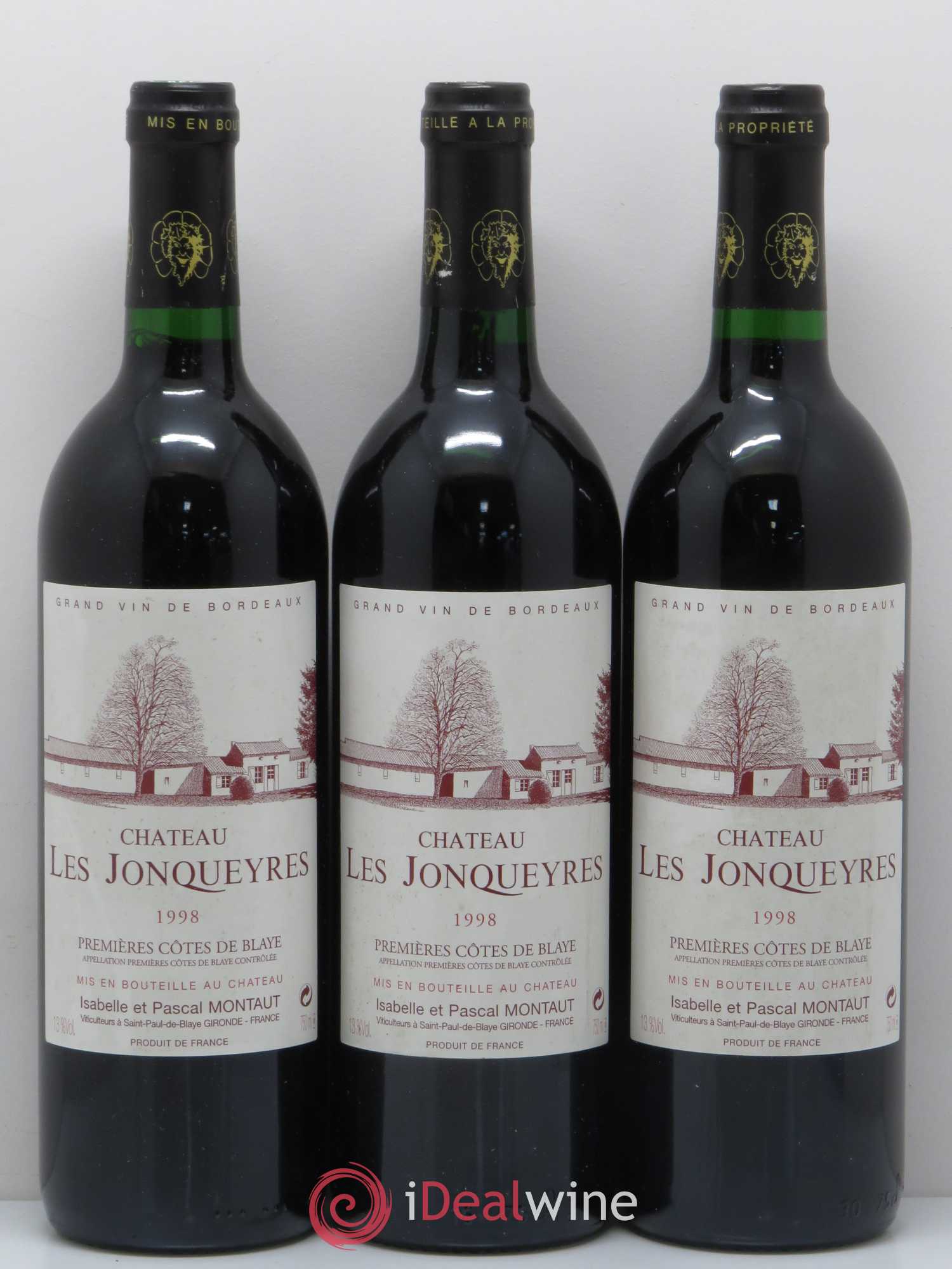 Château les Jonqueyres (sans prix de réserve) 1998 - Lot de 3 bouteilles - 0