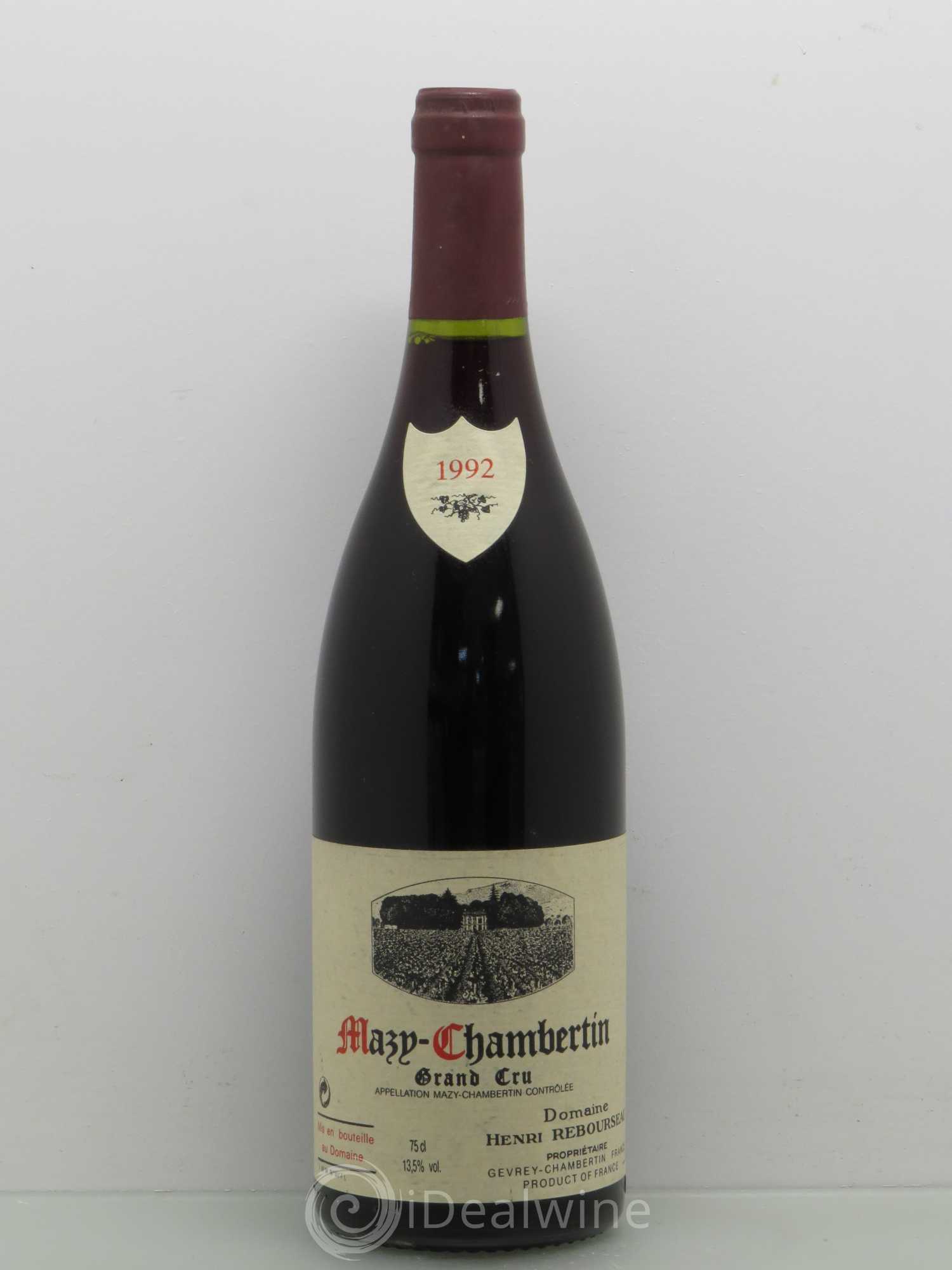 Mazis-Chambertin Grand Cru Henri Rebourseau 1992 - Lot de 1 bouteille - 0