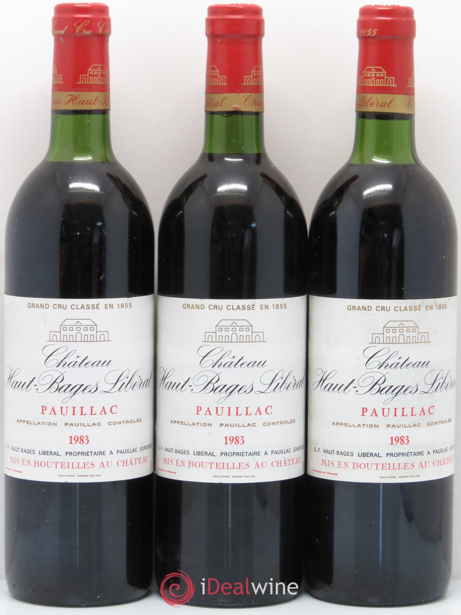 Château Haut Bages Libéral 5ème Grand Cru Classé 1983 - Lot de 3 bouteilles - 0