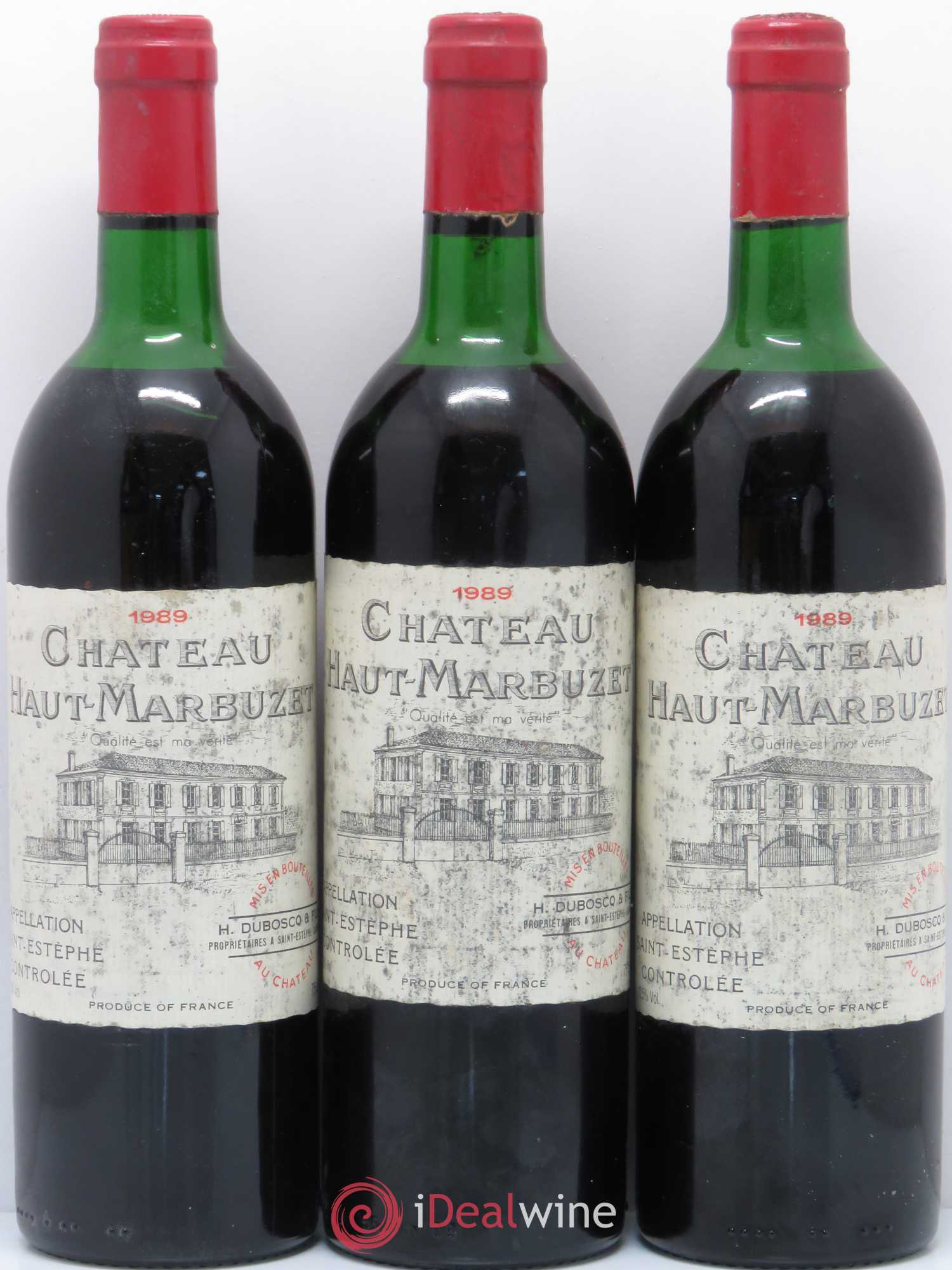 Château Haut Marbuzet 1989 - Lot de 3 bouteilles - 0