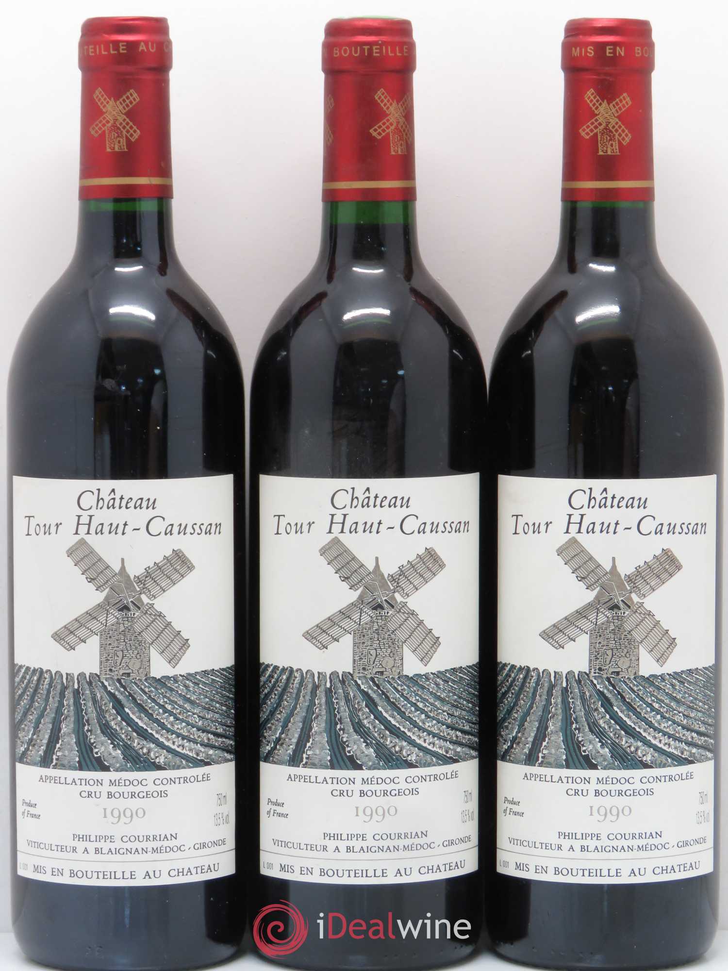 Château Tour Haut-Caussan Cru Bourgeois 1990 - Lot de 3 bouteilles - 0
