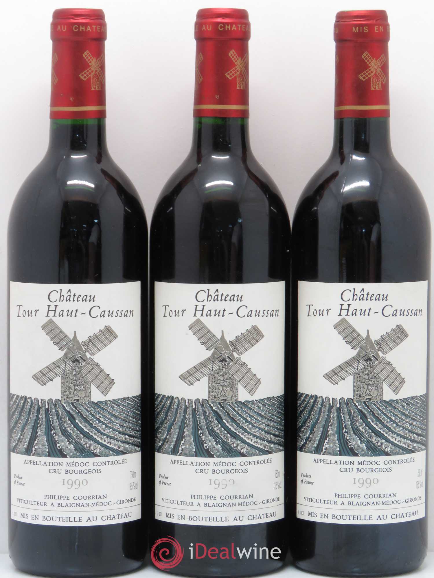Château Tour Haut-Caussan Cru Bourgeois 1990 - Lot de 3 bouteilles - 0