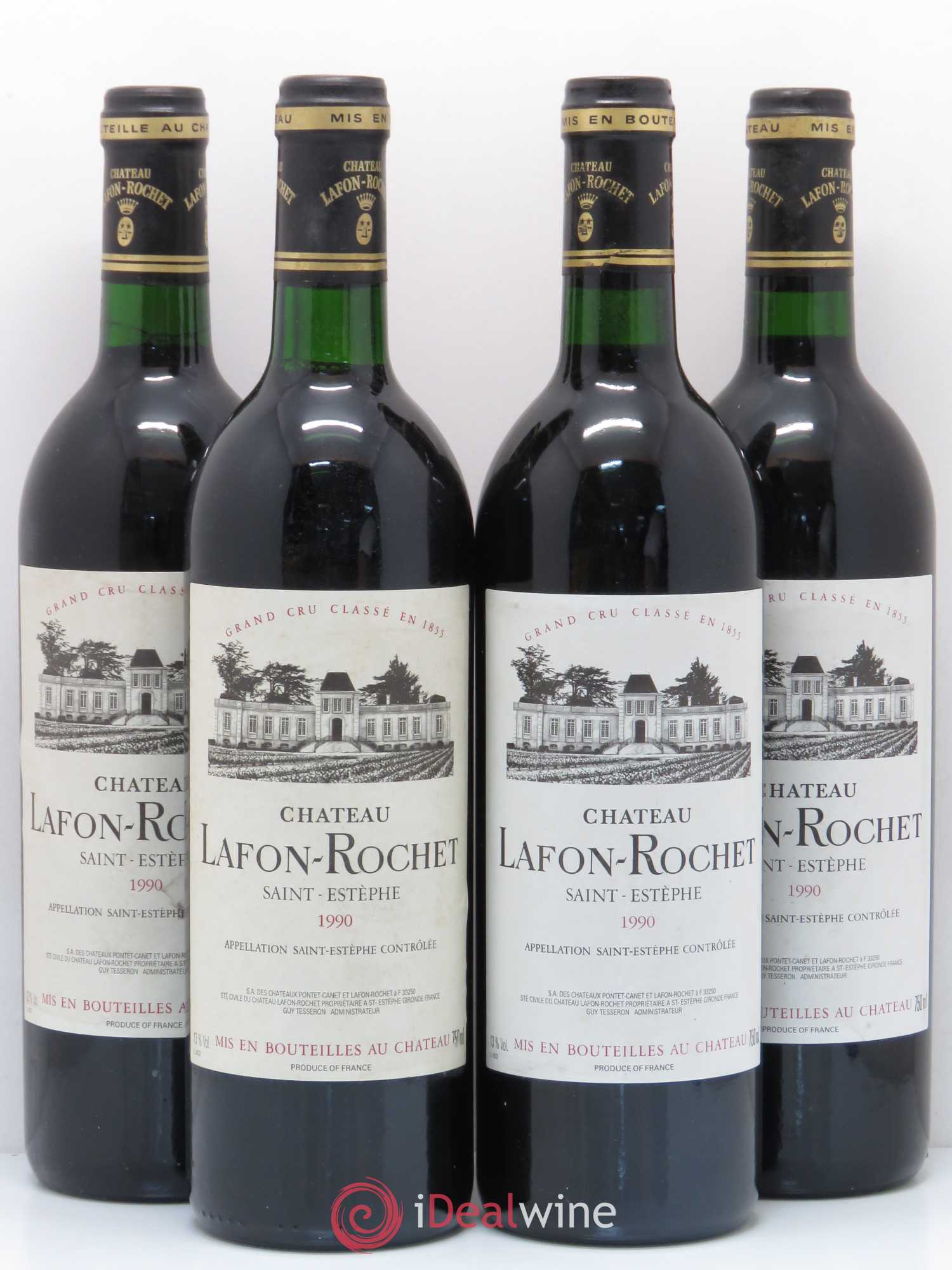 Château Lafon Rochet 4ème Grand Cru Classé 1990 - Lot de 4 bouteilles - 0