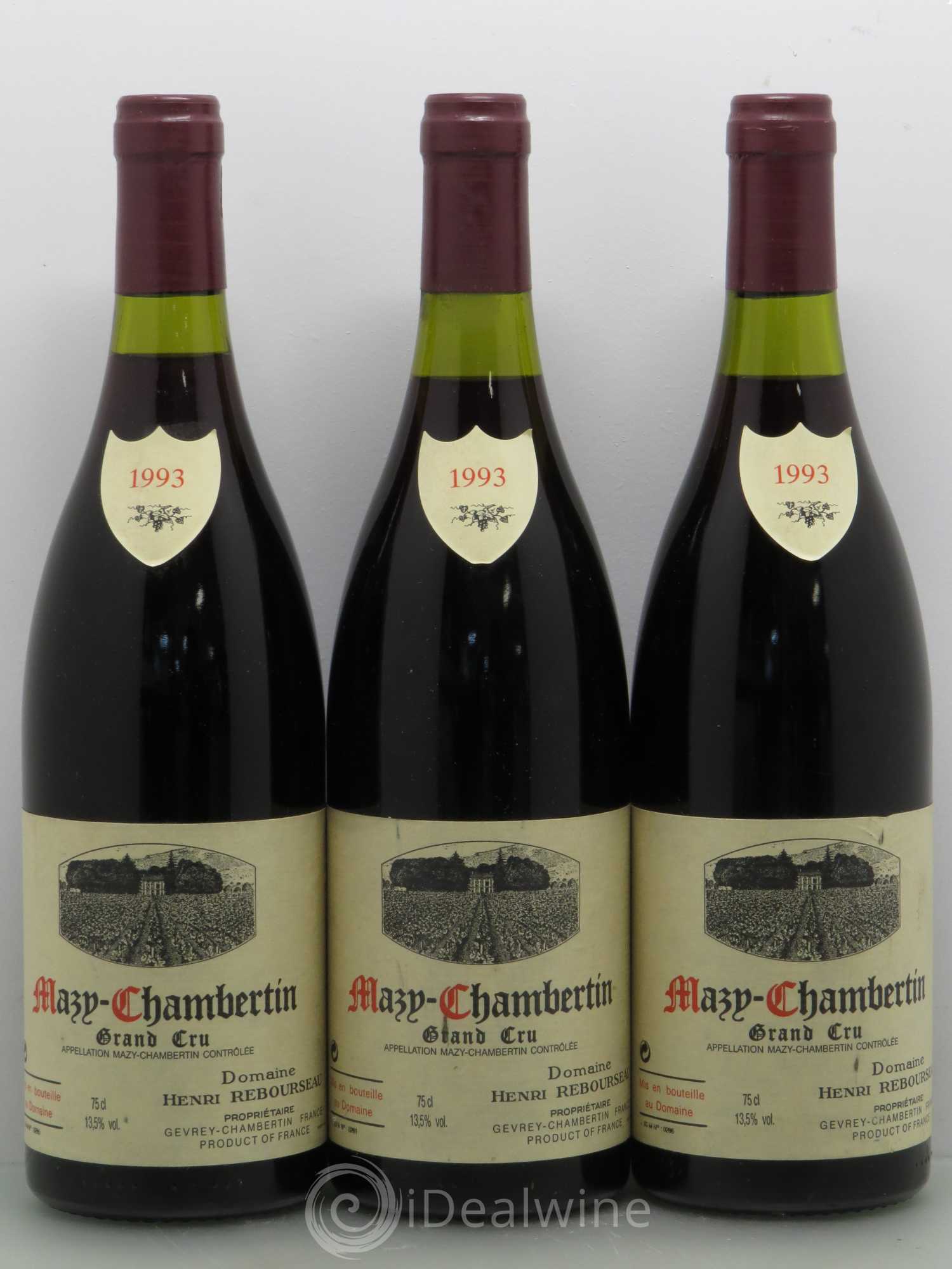 Mazis-Chambertin Grand Cru Henri Rebourseau 1993 - Lot de 3 bouteilles - 0