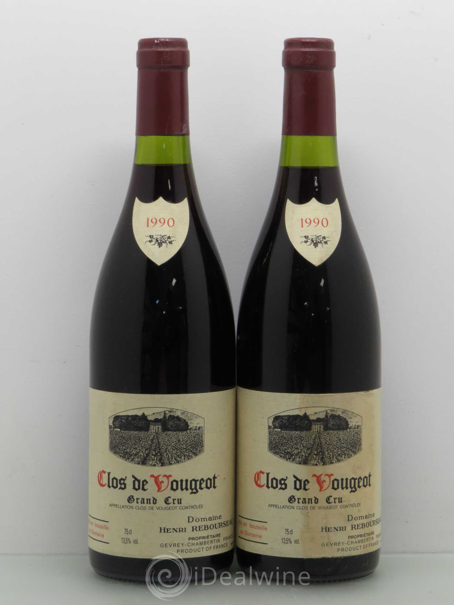 Clos de Vougeot Grand Cru Henri Rebourseau (Domaine) 1990 - Lot de 2 bouteilles - 0