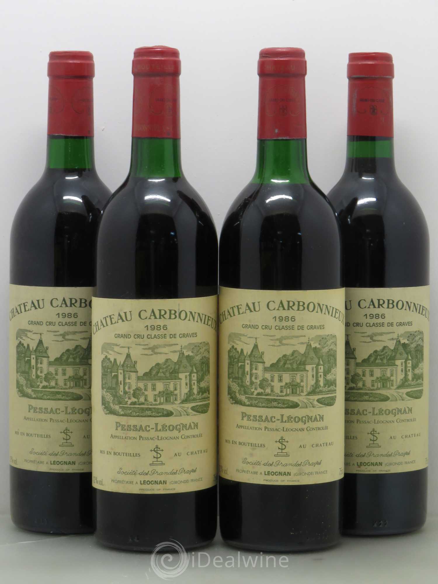 Château Carbonnieux Cru Classé de Graves 1986 - Lot de 4 bouteilles - 0