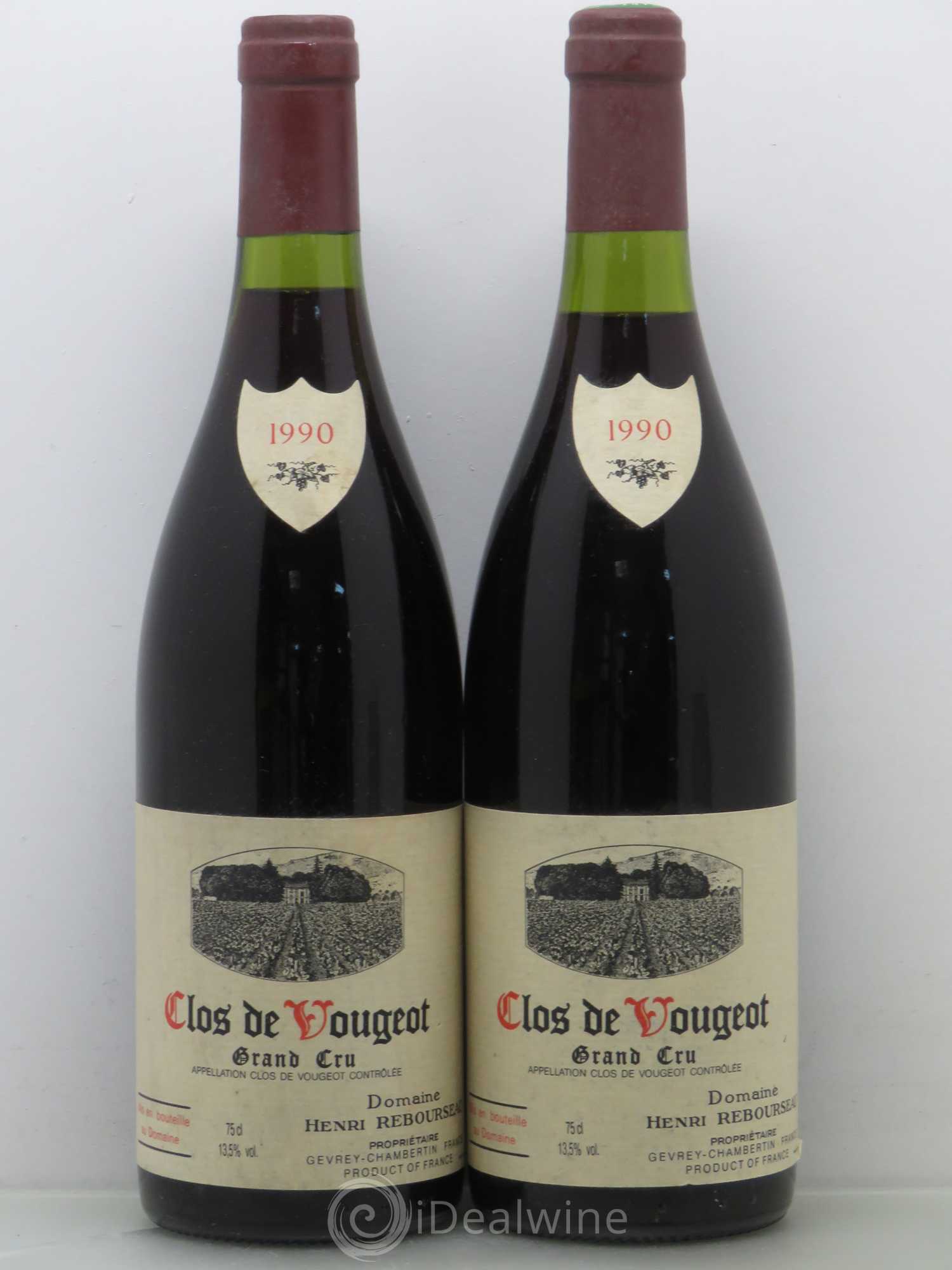 Clos de Vougeot Grand Cru Henri Rebourseau (Domaine) 1990 - Lot de 2 bouteilles - 0