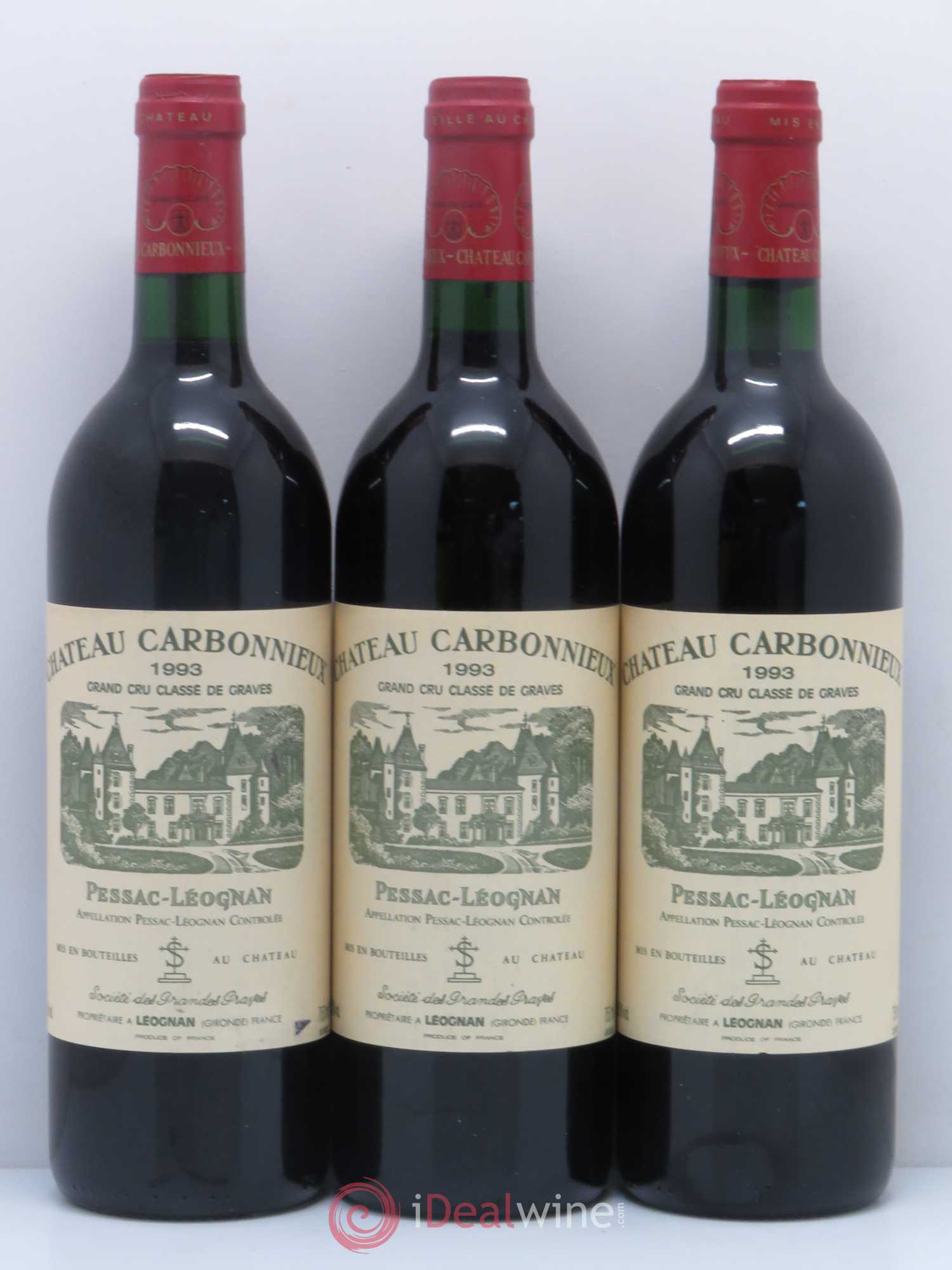 Château Carbonnieux Cru Classé de Graves 1993 - Lot de 3 bouteilles - 0