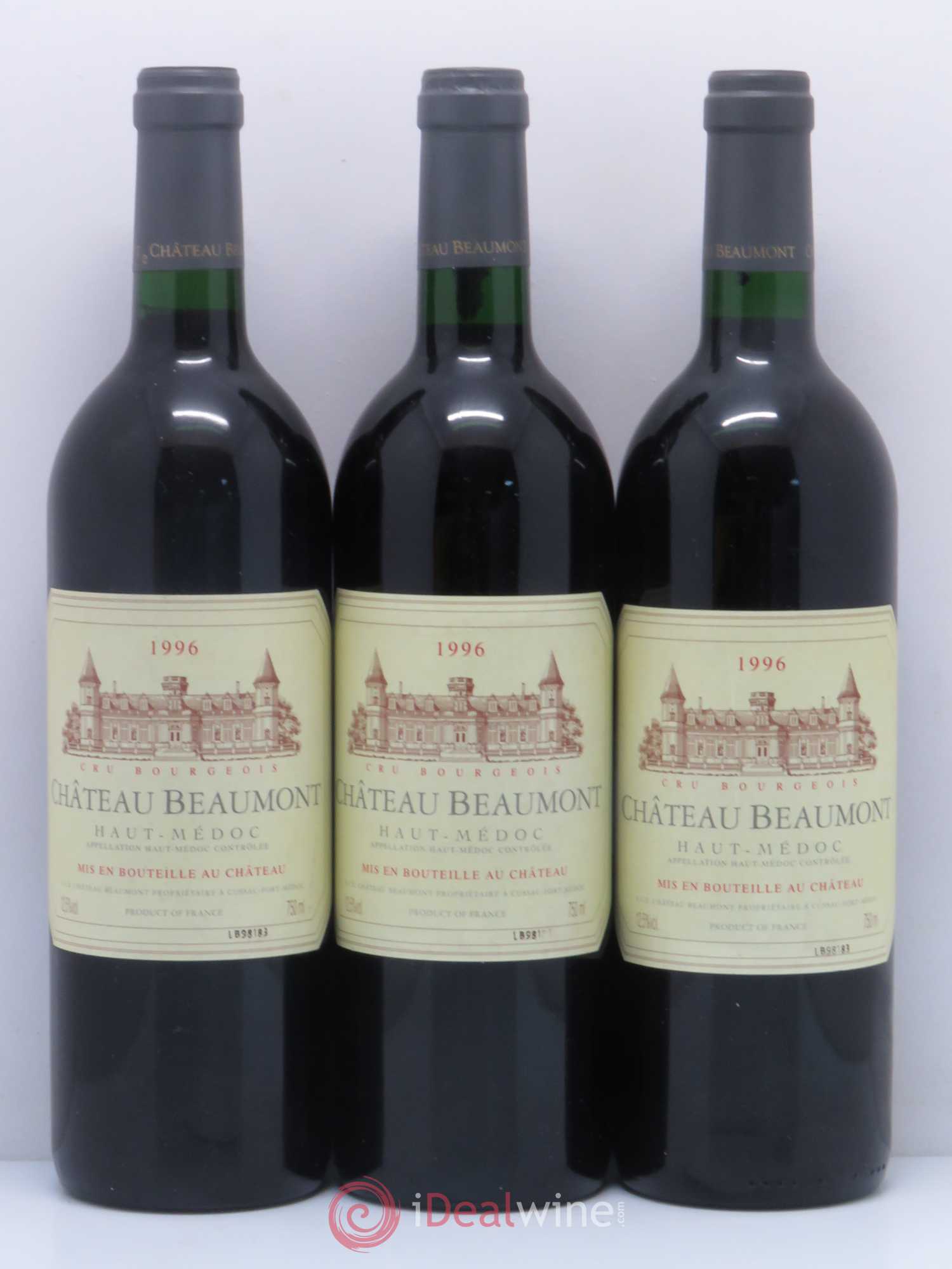 Château Beaumont Cru Bourgeois 1996 - Lot de 3 bouteilles - 0
