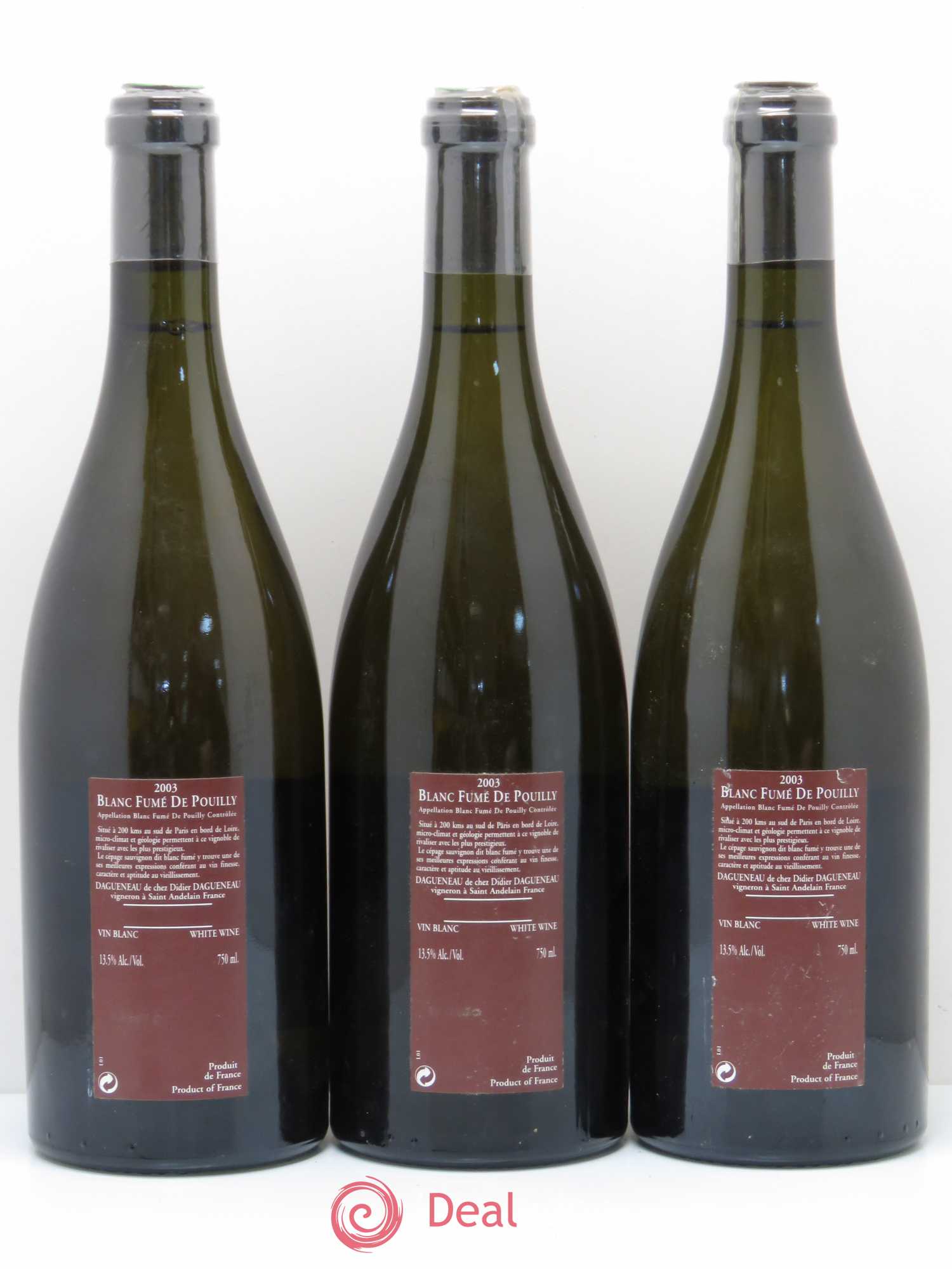 Vin de France (anciennement Pouilly-Fumé) Pur Sang Dagueneau (Domaine Didier - Louis-Benjamin) 2003 - Lot de 3 bouteilles - 1