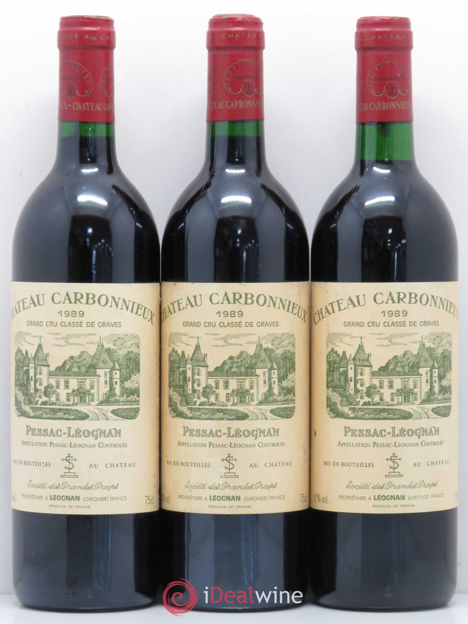 Château Carbonnieux Cru Classé de Graves 1989 - Lot de 3 bouteilles - 0