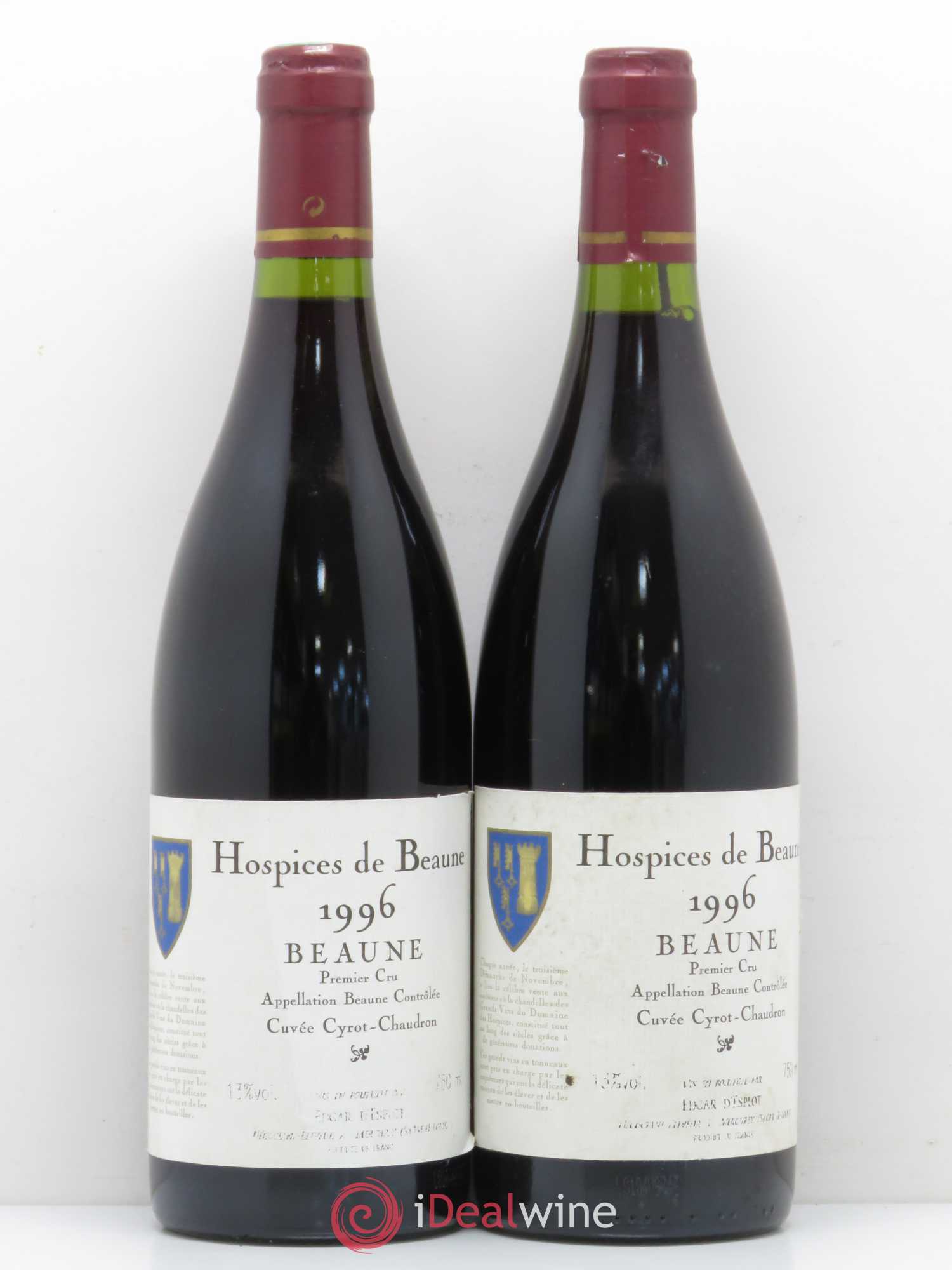Beaune 1er Cru Hospices de Beaune Cuvée Cyrot Chaudron (sans prix de réserve) 1996 - Posten von 2 Flaschen - 0