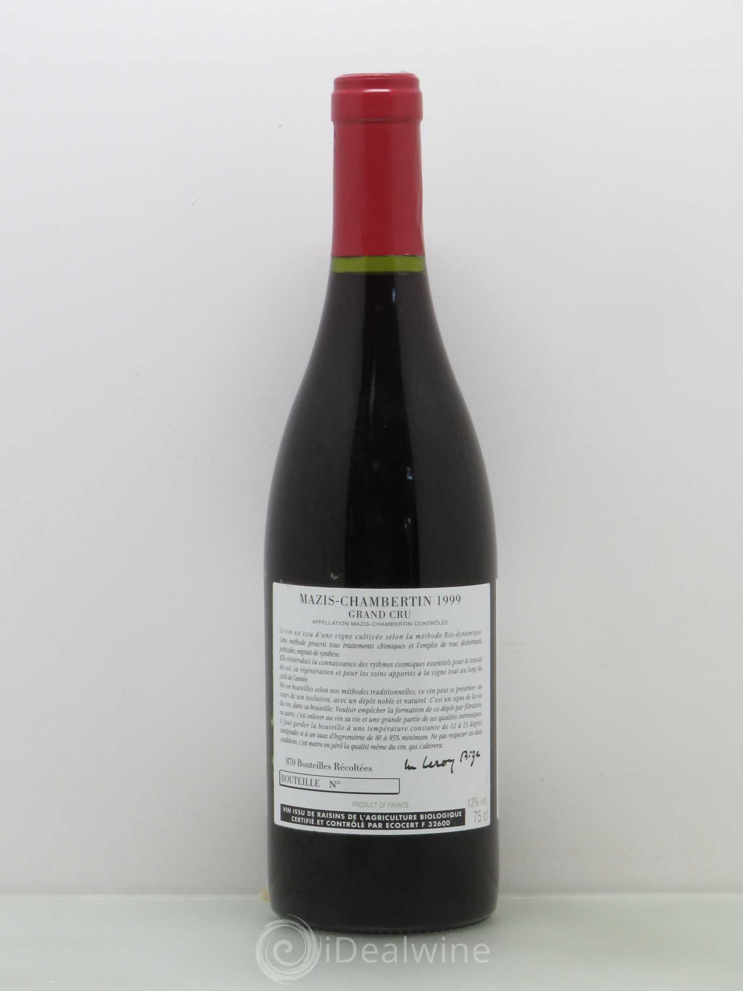 Mazis-Chambertin Grand Cru d'Auvenay (Domaine) 1999 - Lot de 1 bouteille - 1