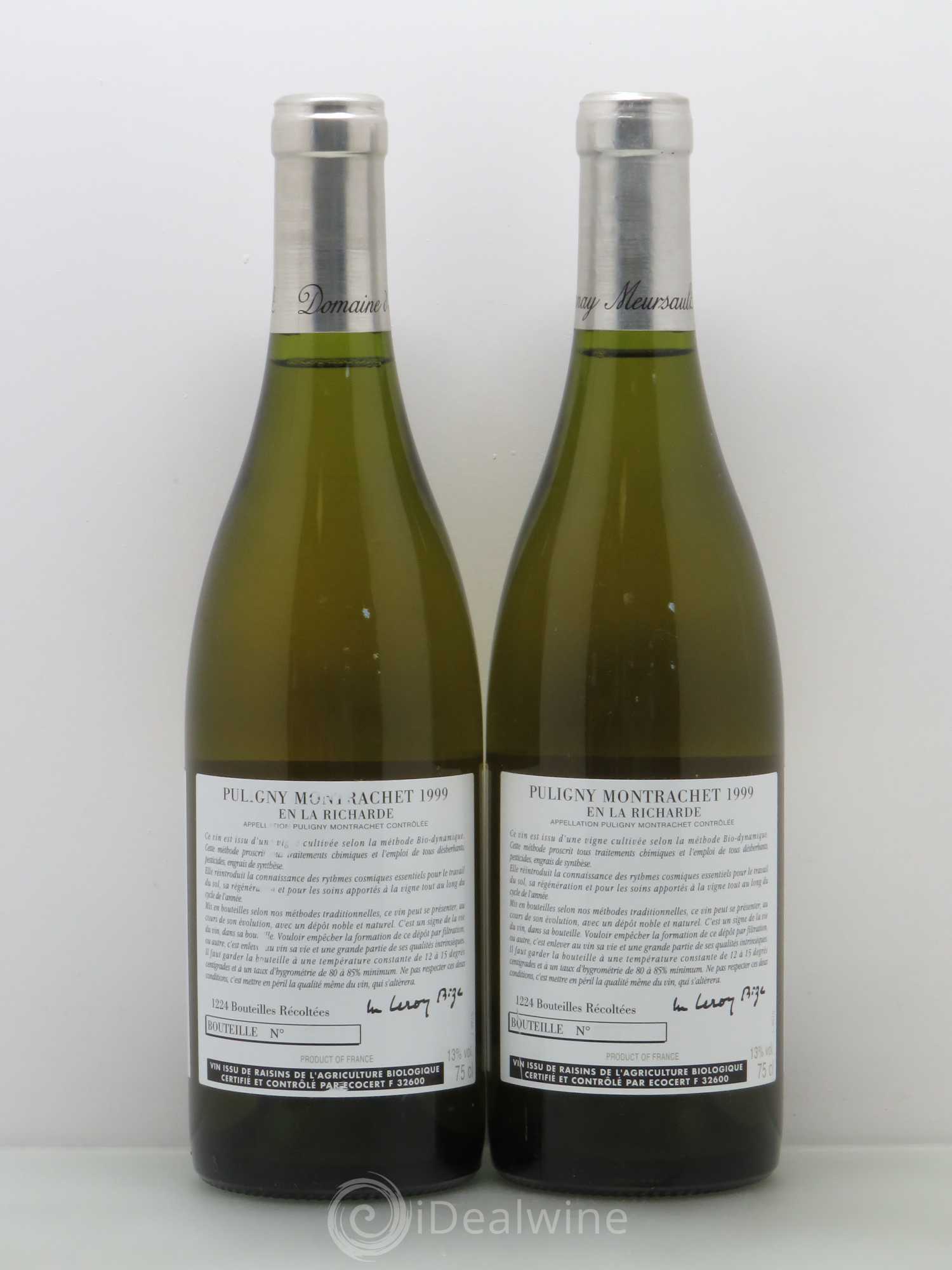 Puligny-Montrachet En La Richarde d'Auvenay (Domaine) 1999 - Lot of 2 bottles - 1
